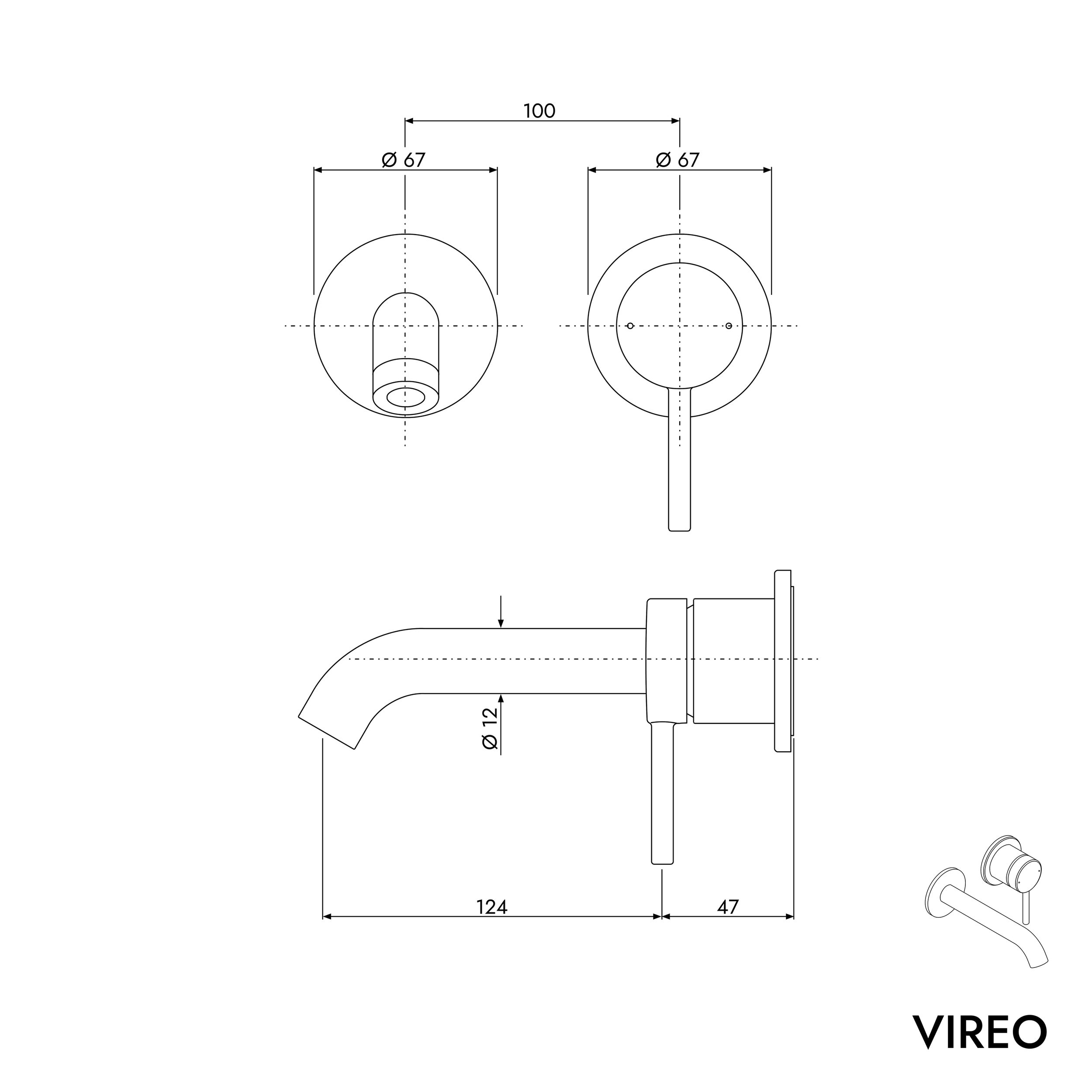 Wand-wastafelkraan VIREO