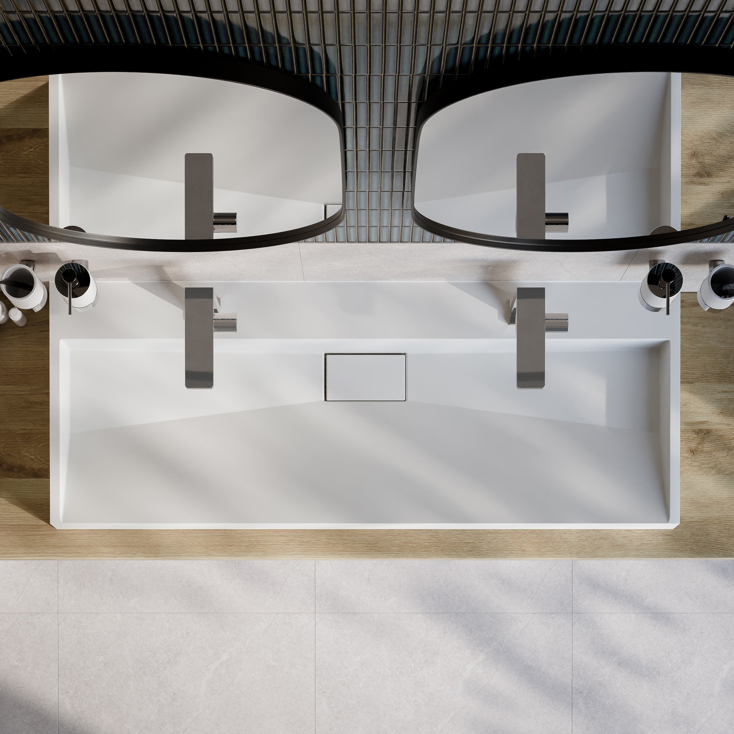 Opbouw wastafel wandwastafel BS6001 in gegoten marmer