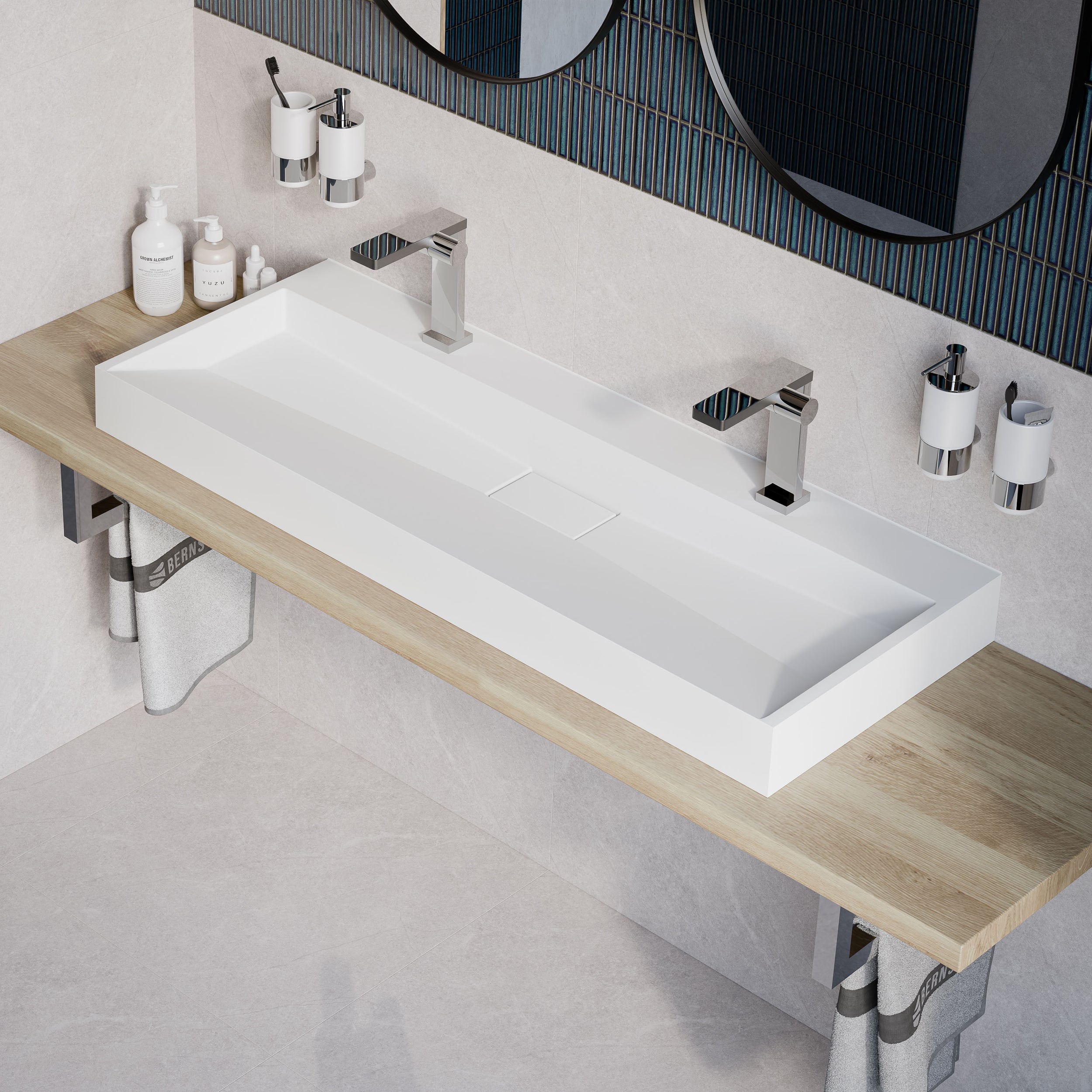 Opbouw wastafel wandwastafel BS6001 in gegoten marmer