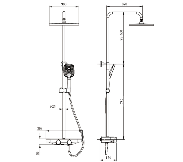 Douchesysteem Thermostaat BS371