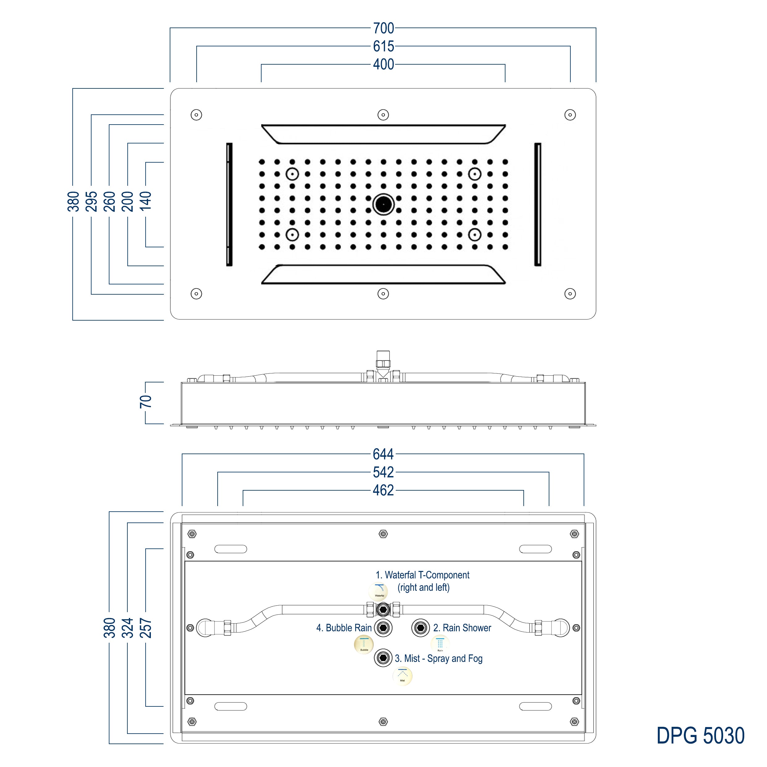 XXL inbouw douchekop DPG5030