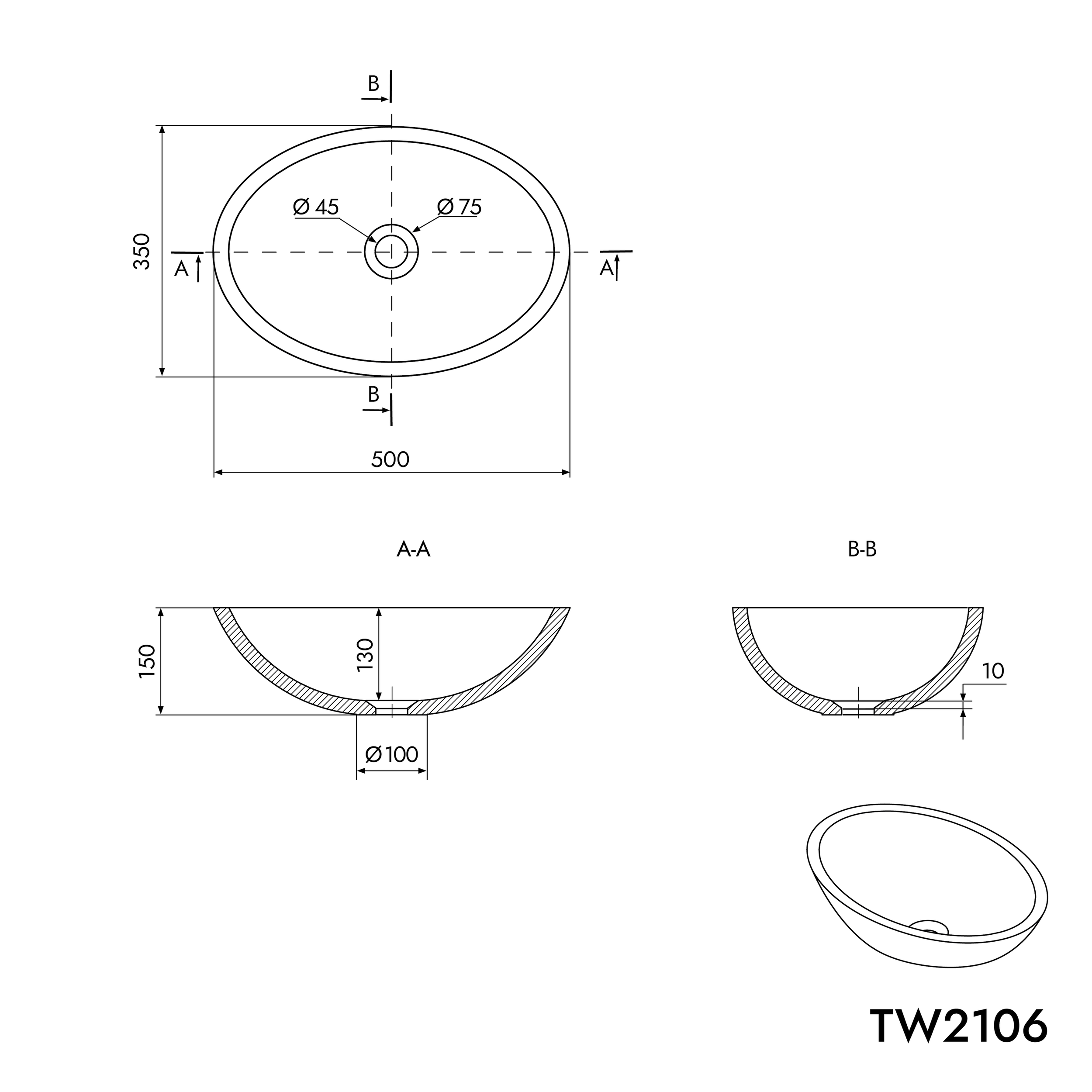 Opbouw wastafel TW2106