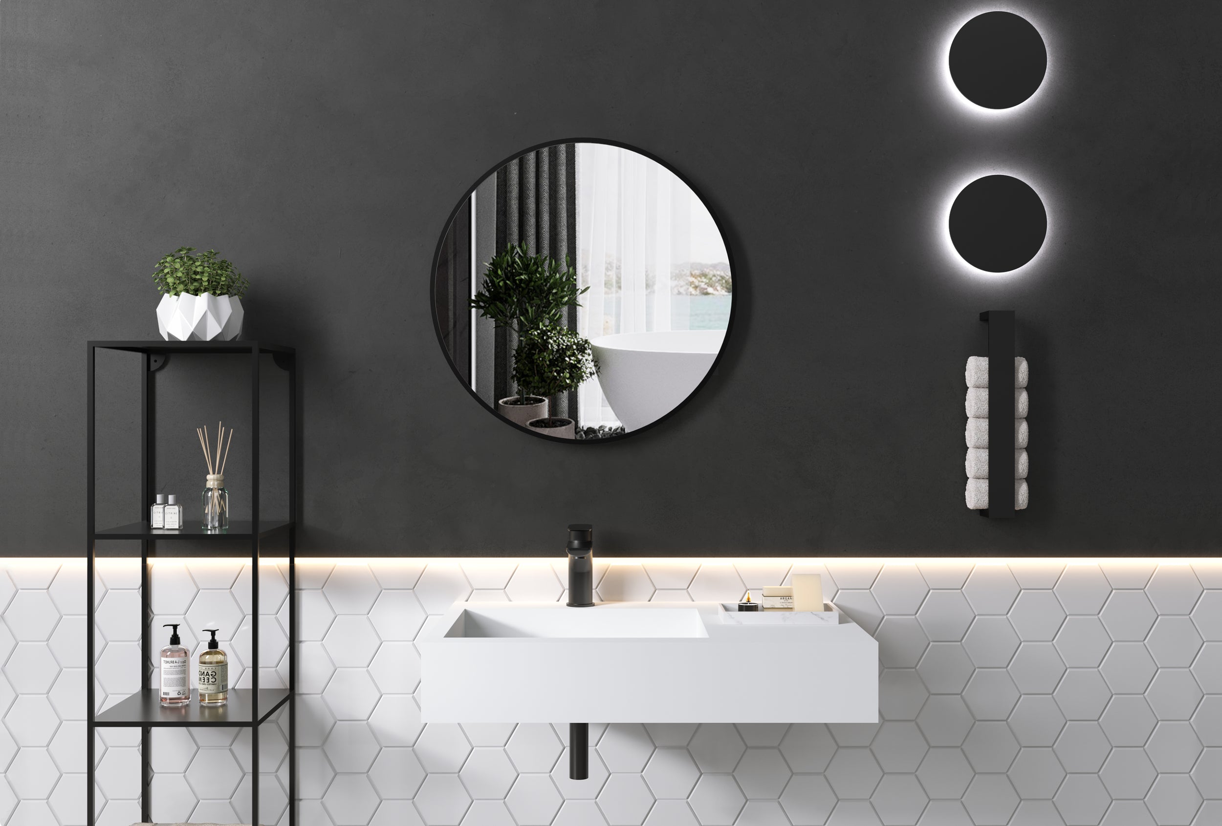 Vrijhangende wastafel PB2014 in mineraal gietwerk