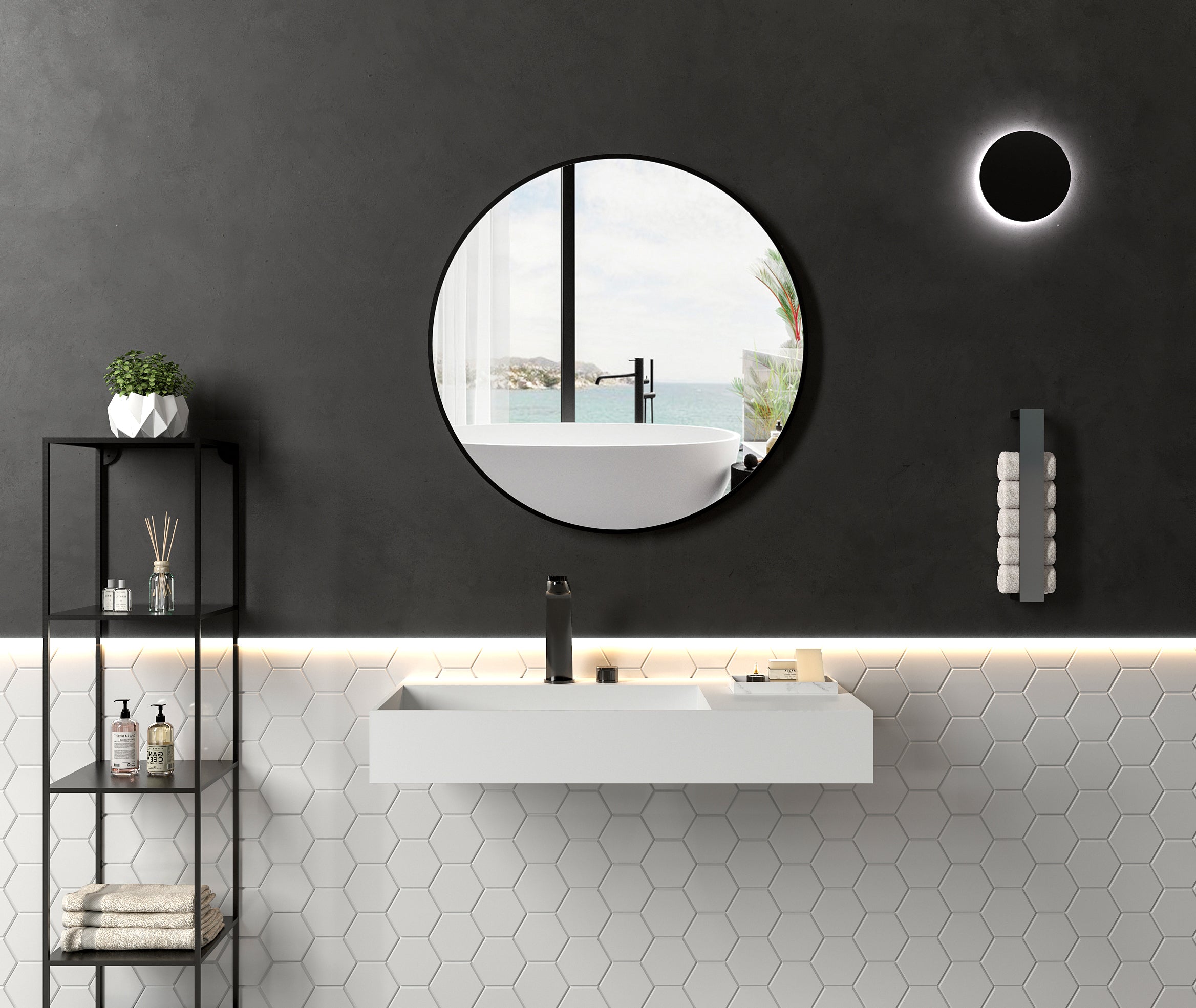 Vrijhangende wastafel PB2015 in mineraal gietwerk