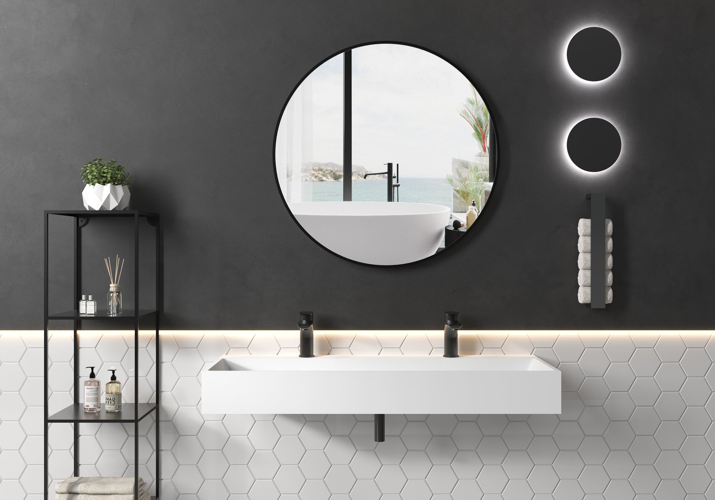 Hangende wastafel of opzetwaskom PB2144-1