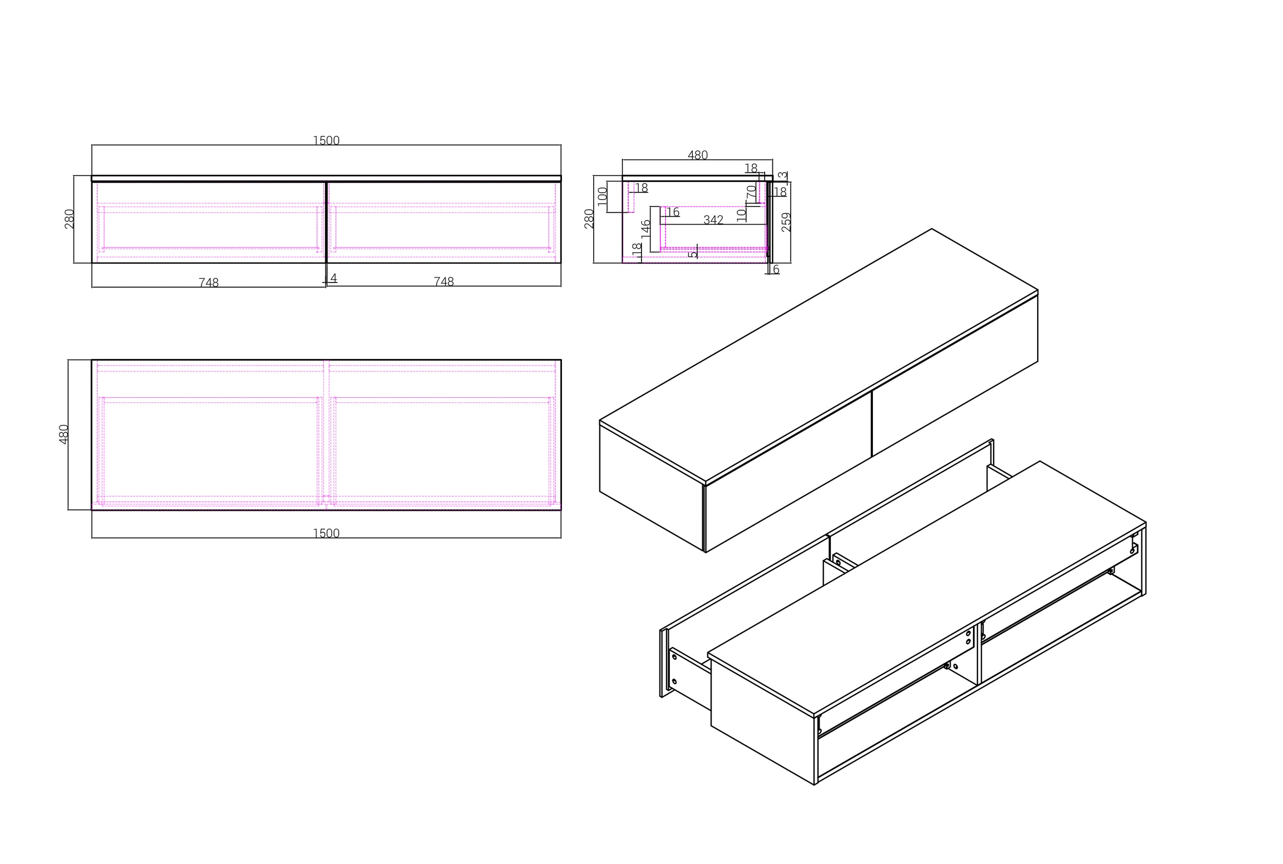 Wastafelonderkast TLB 150-48