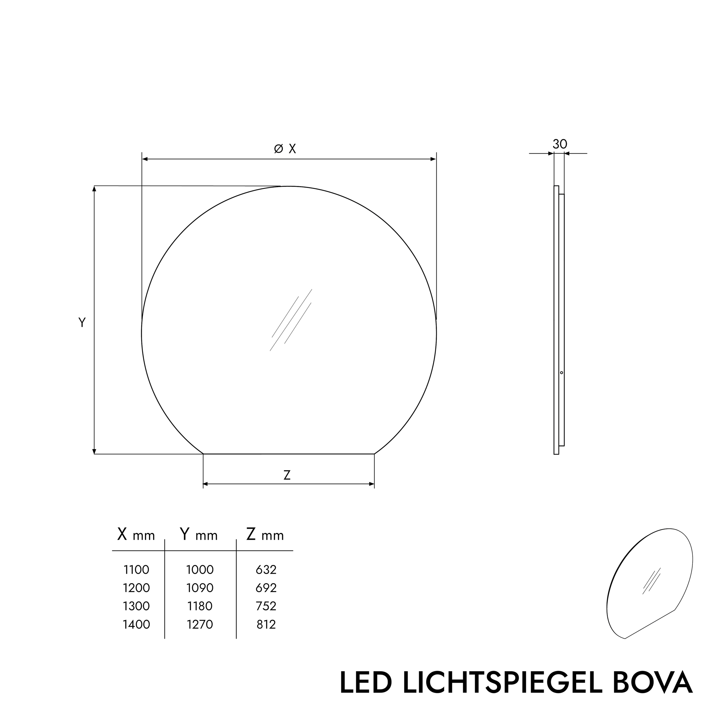 LED lichtspiegel BOVA 2.0