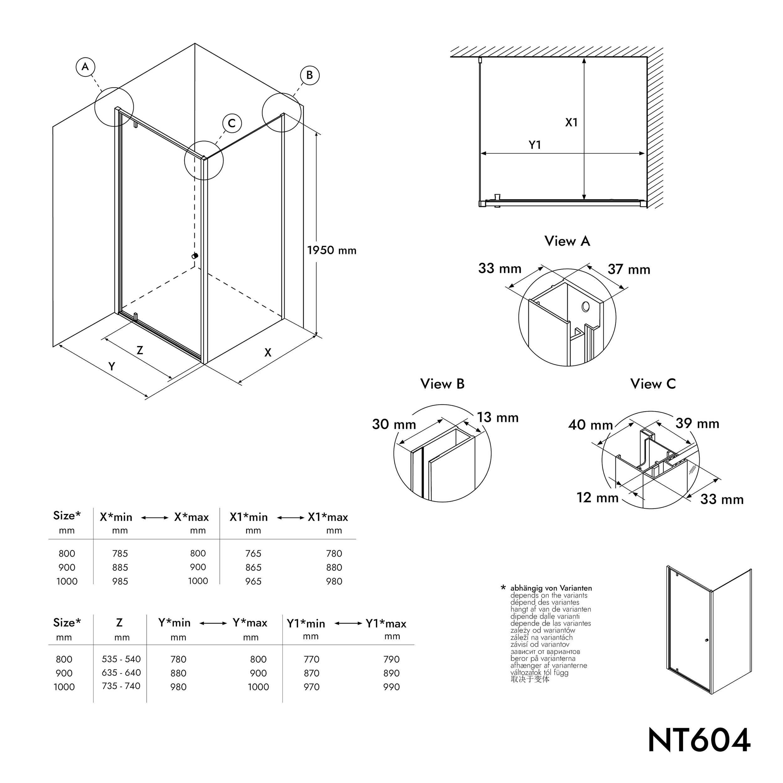 Hoekdouche met draaideur NT604 - FLEX