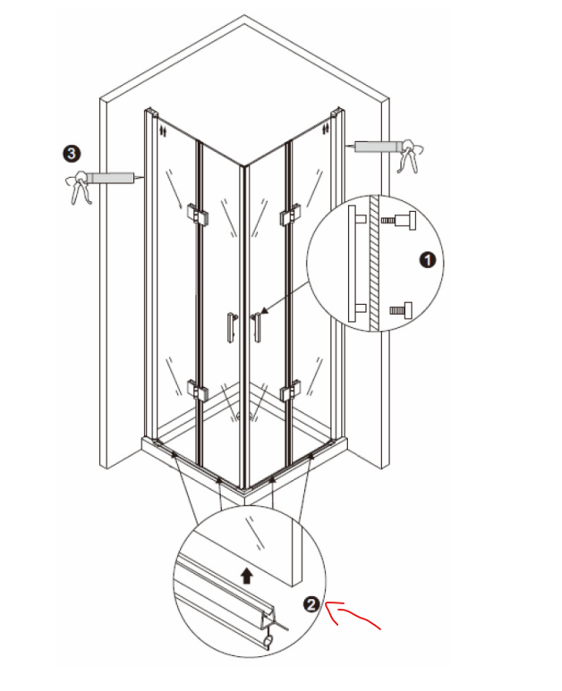 Vervangonderdeel - doucheafdichting voor Bernstein douchecabines DX213 / DX403 / DX407 / EX213 / EX403 / EX406