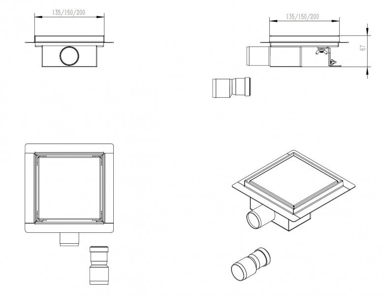 Roestvrijstalen douchegoot T02