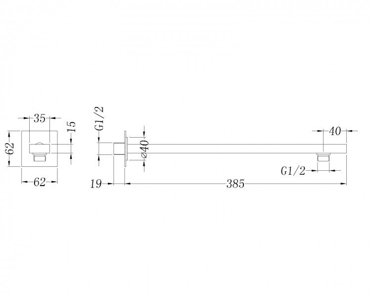 Massieve douchearm voor aan de wand 2601