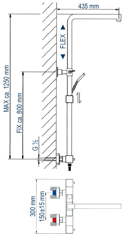 Design douchekolom Thermostaat 3011 Basic