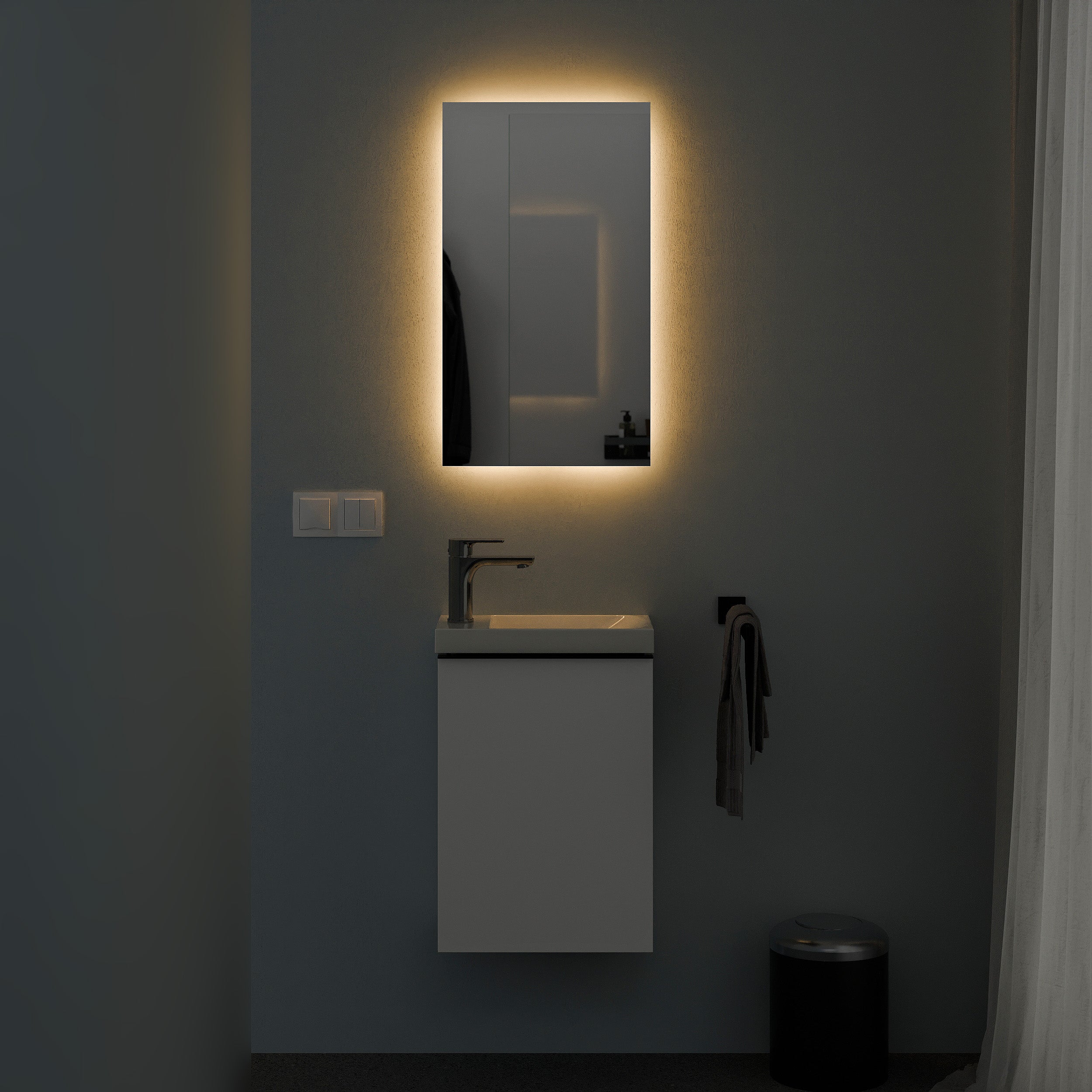 Gasten-wc badmeubelset TIM 40 cm met wastafel