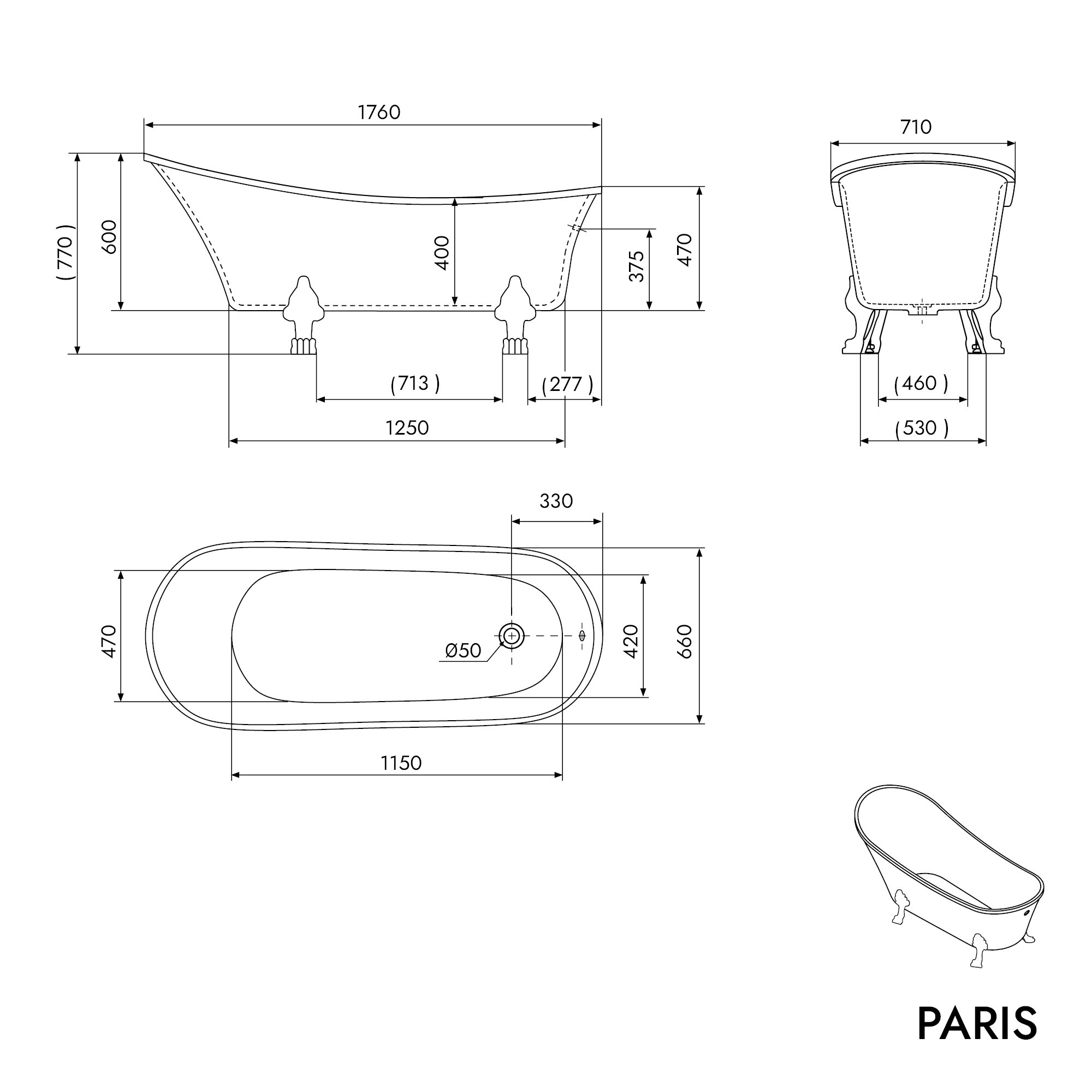 Vrijstaand bad PARIS