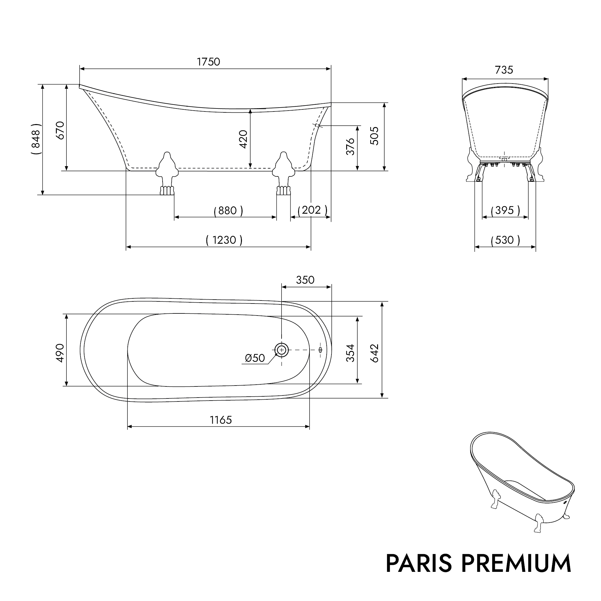 Vrijstaand bad PARIS PREMIUM
