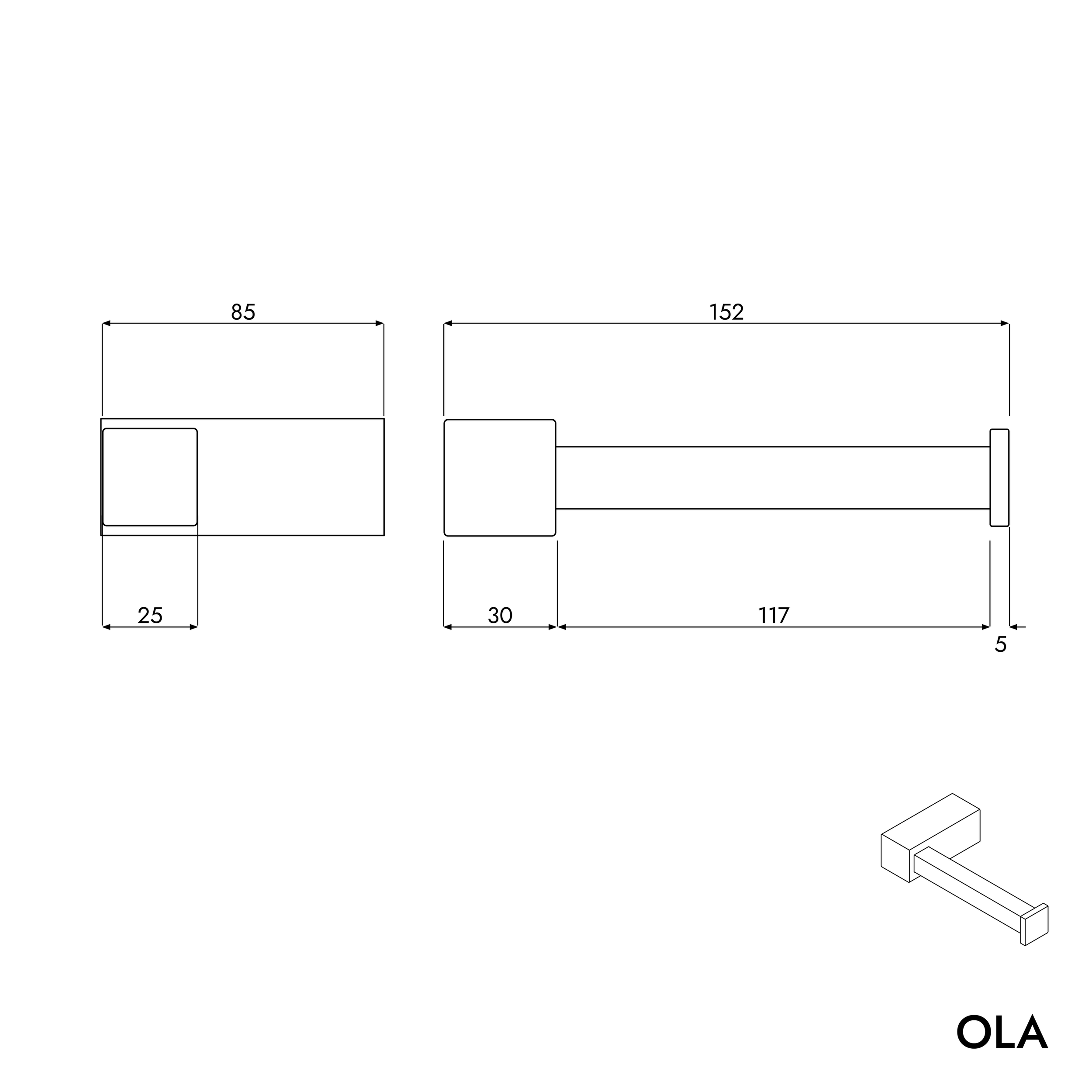 Papierrolhouder OLA - met legbord