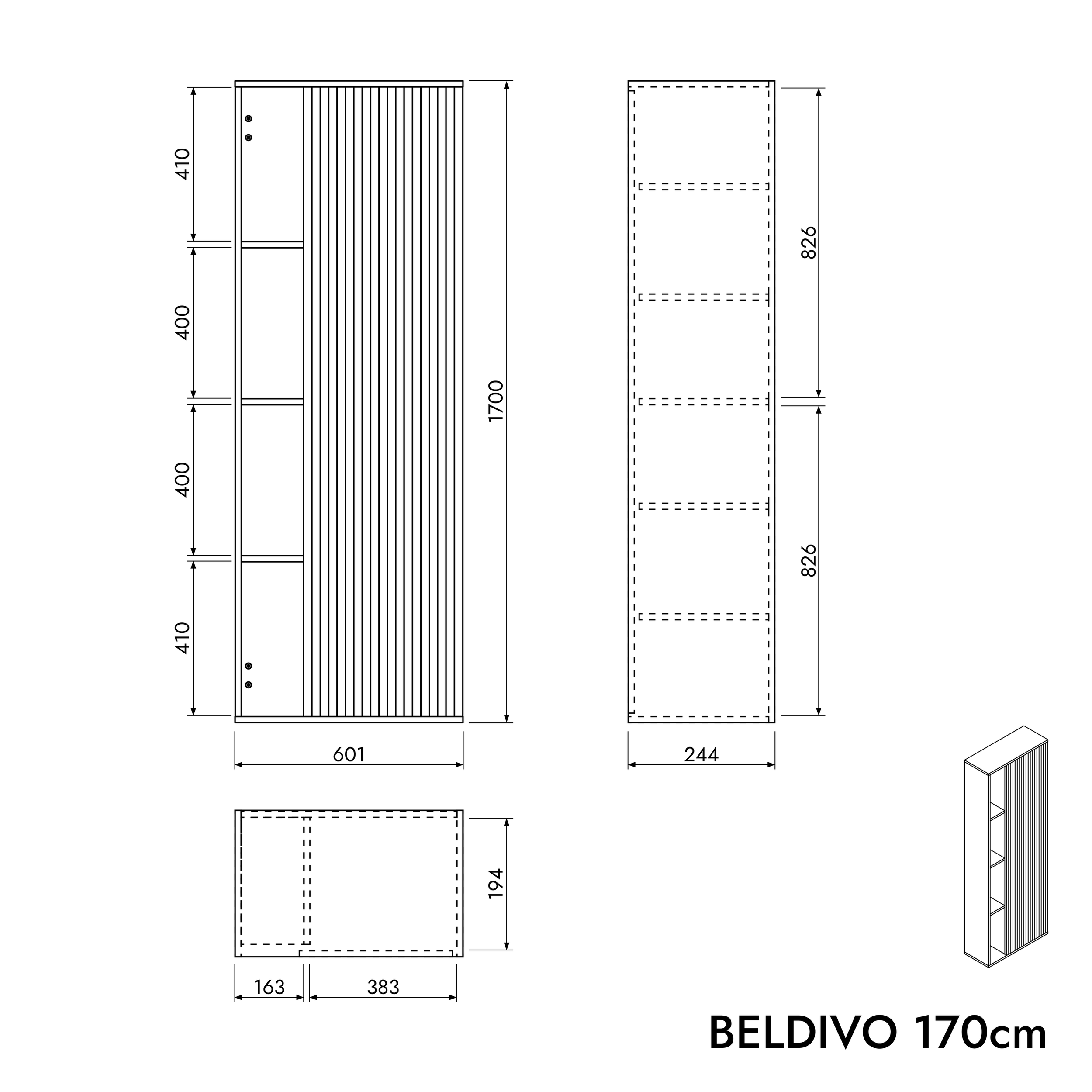 Badkamermeubelset BELDIVO 100 cm met wastafel