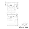Badmeubel set BELDIVO 60 cm met wastafel