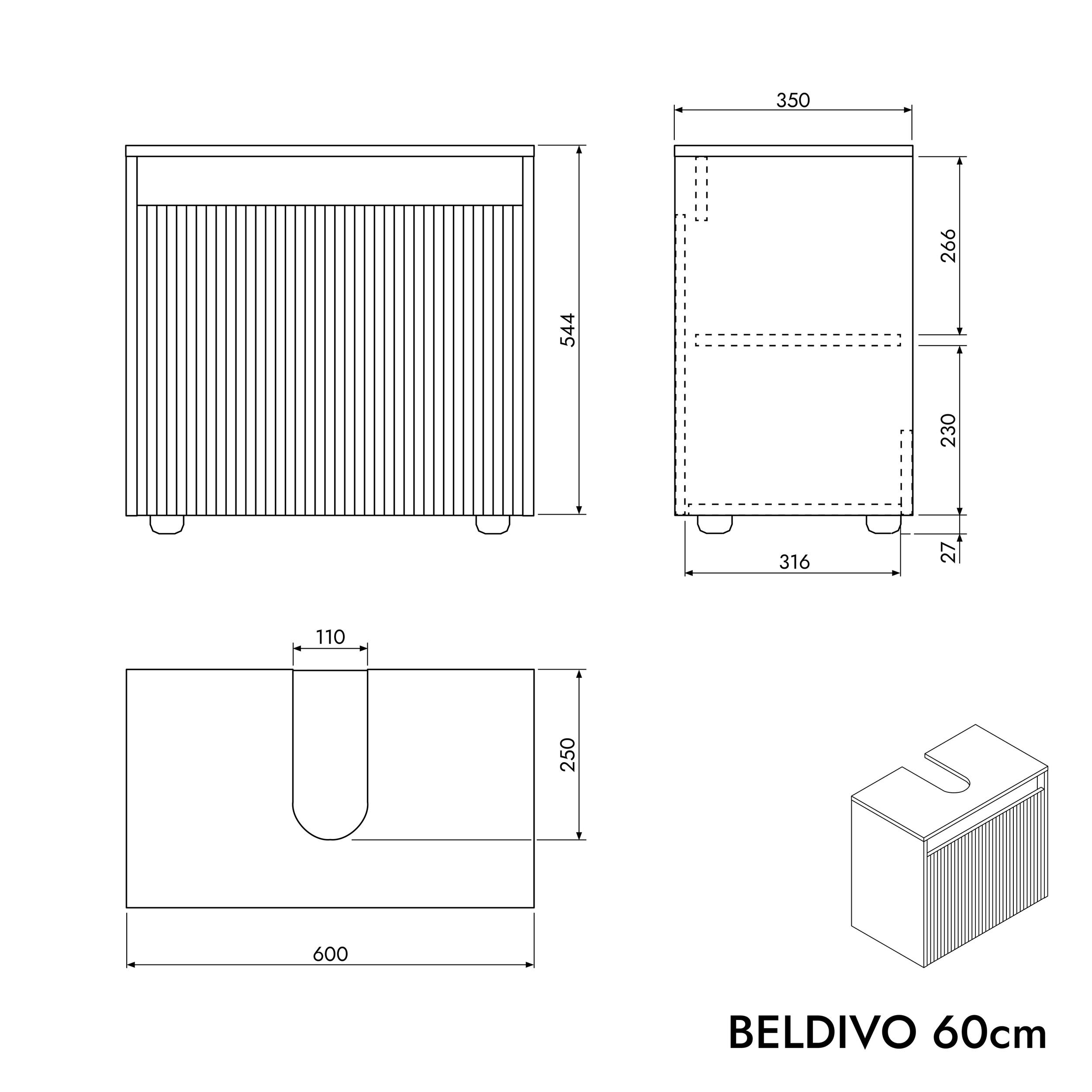 Wastafelkast BELDIVO 60 cm