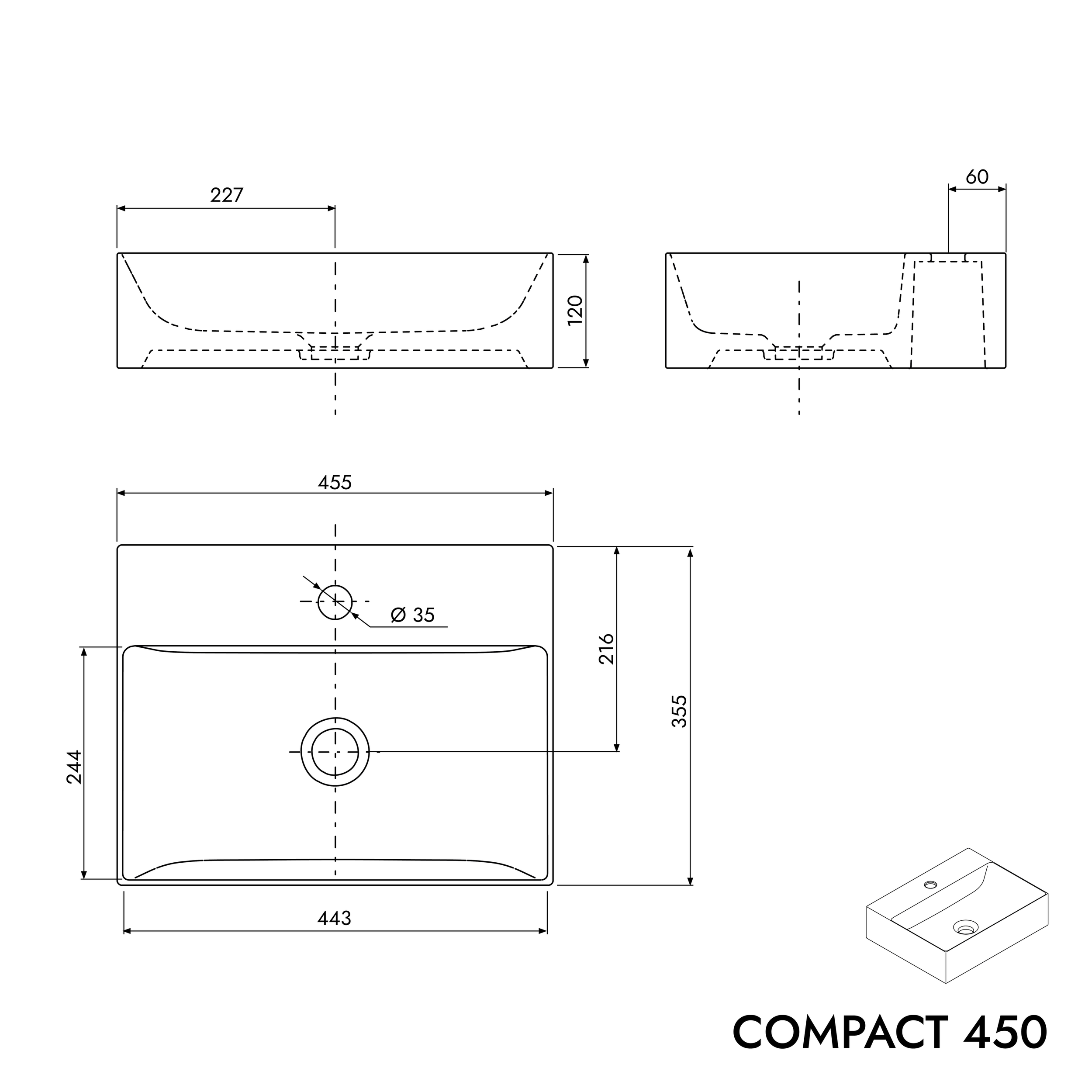 Onderkast voor gastentoilet COMPACT 450