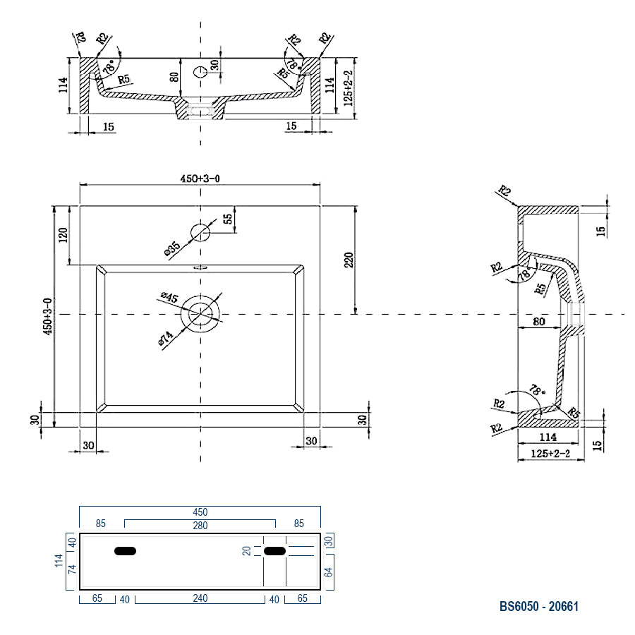 Wastafel voor wandmontage Aanrecht BS6050