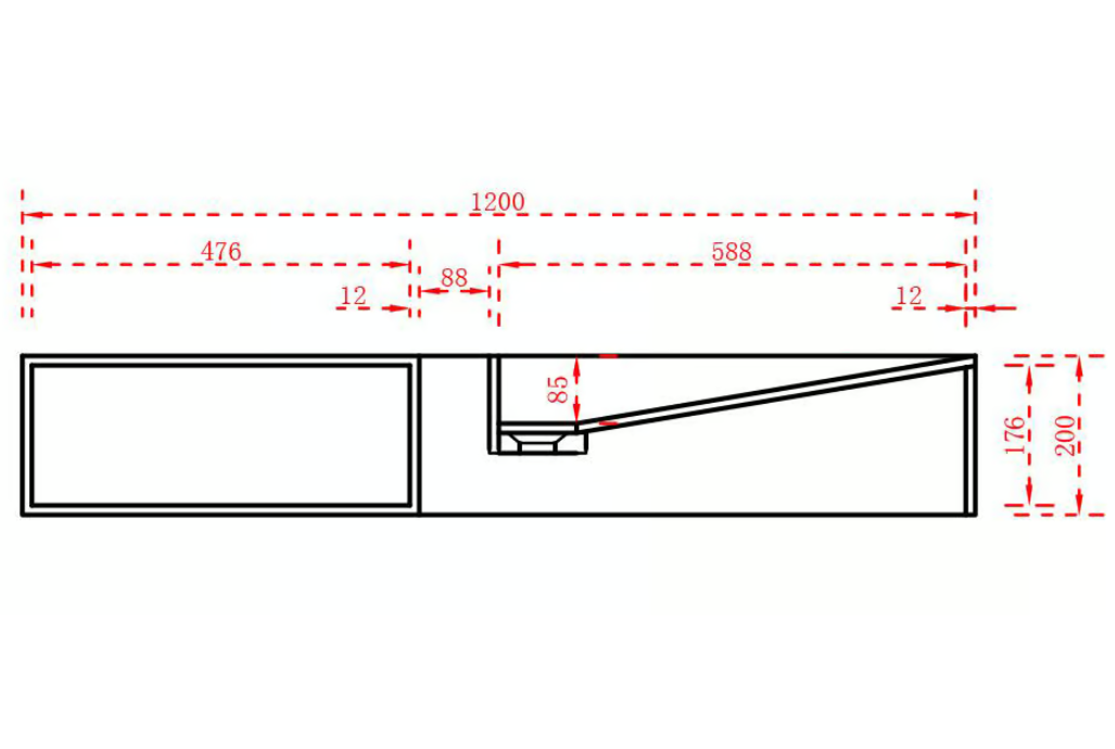 Wastafelblad Wandwastafel TWG06 in mineraalgietwerk