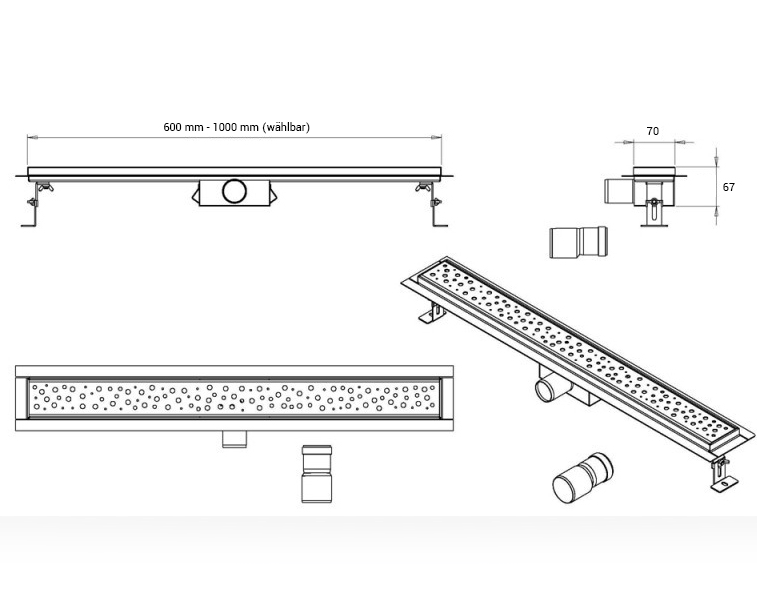 Roestvrijstalen douchegoot GT01