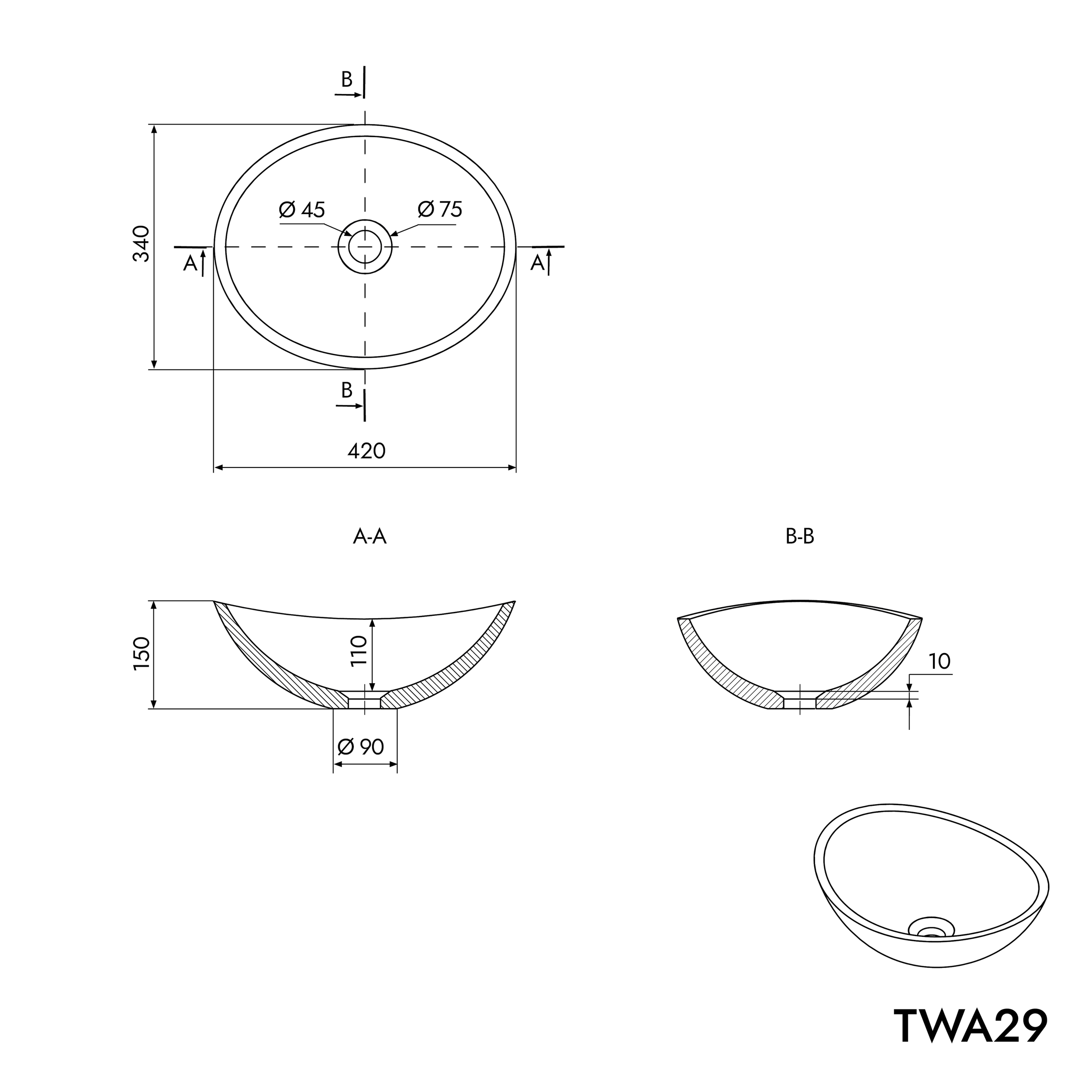 Wastafel TWA29