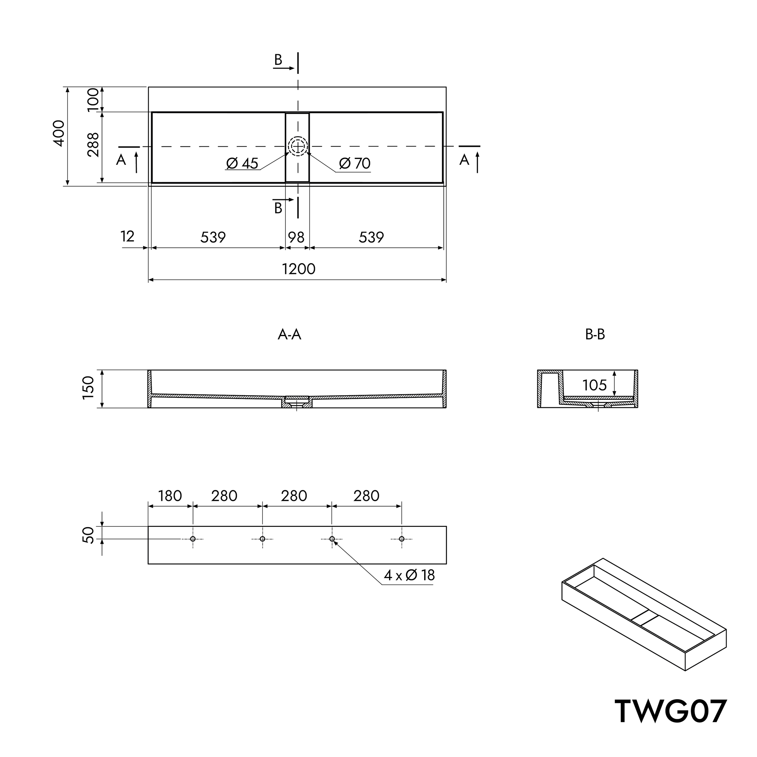 Wastafel TWG07