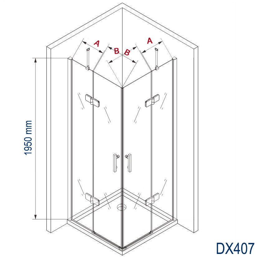 Hoekdouche met zwaaideuren DX407