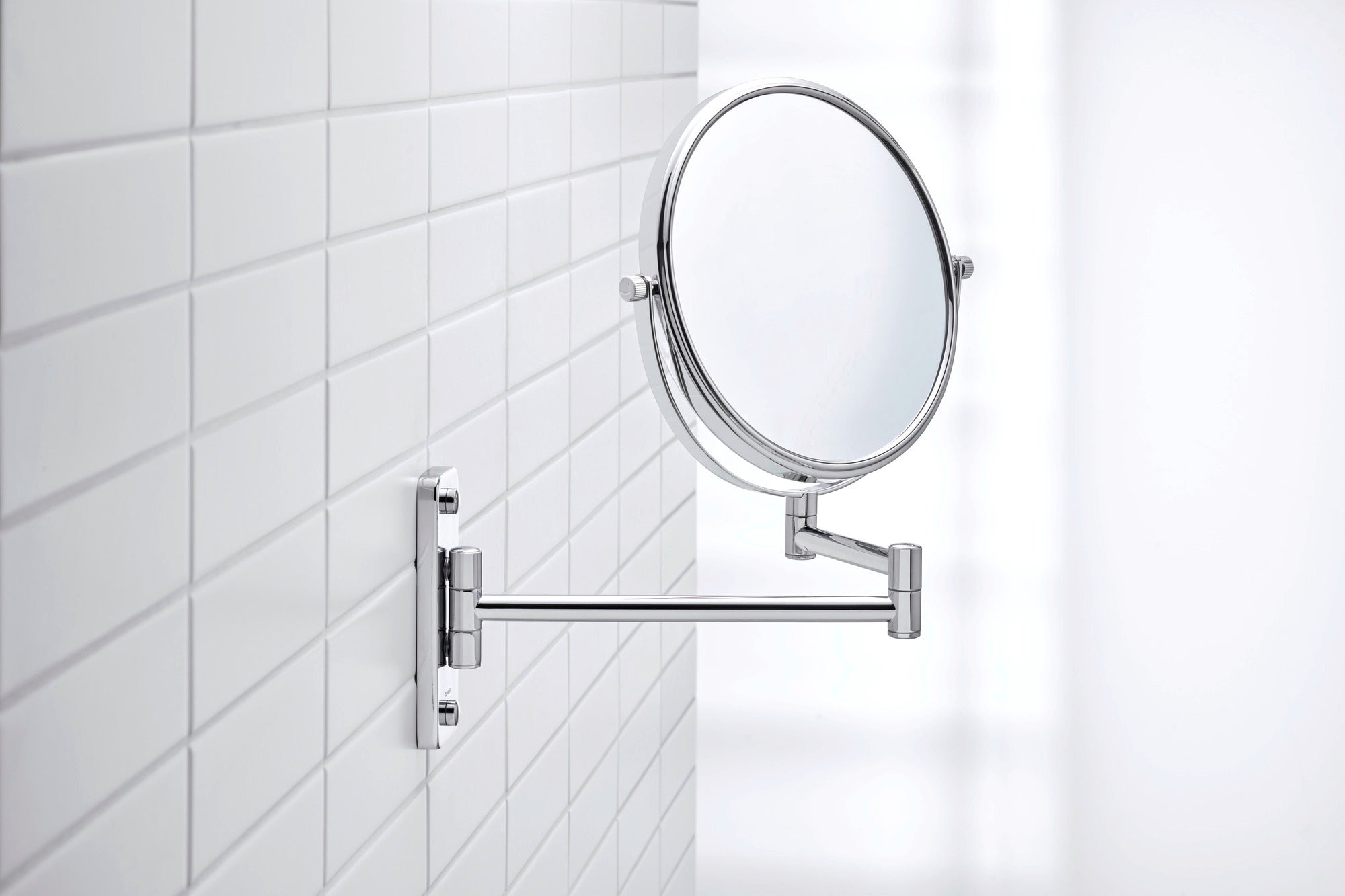 Duravit D-Code badmeubelspiegel, draaibaar, Ø 20 cm, chroom