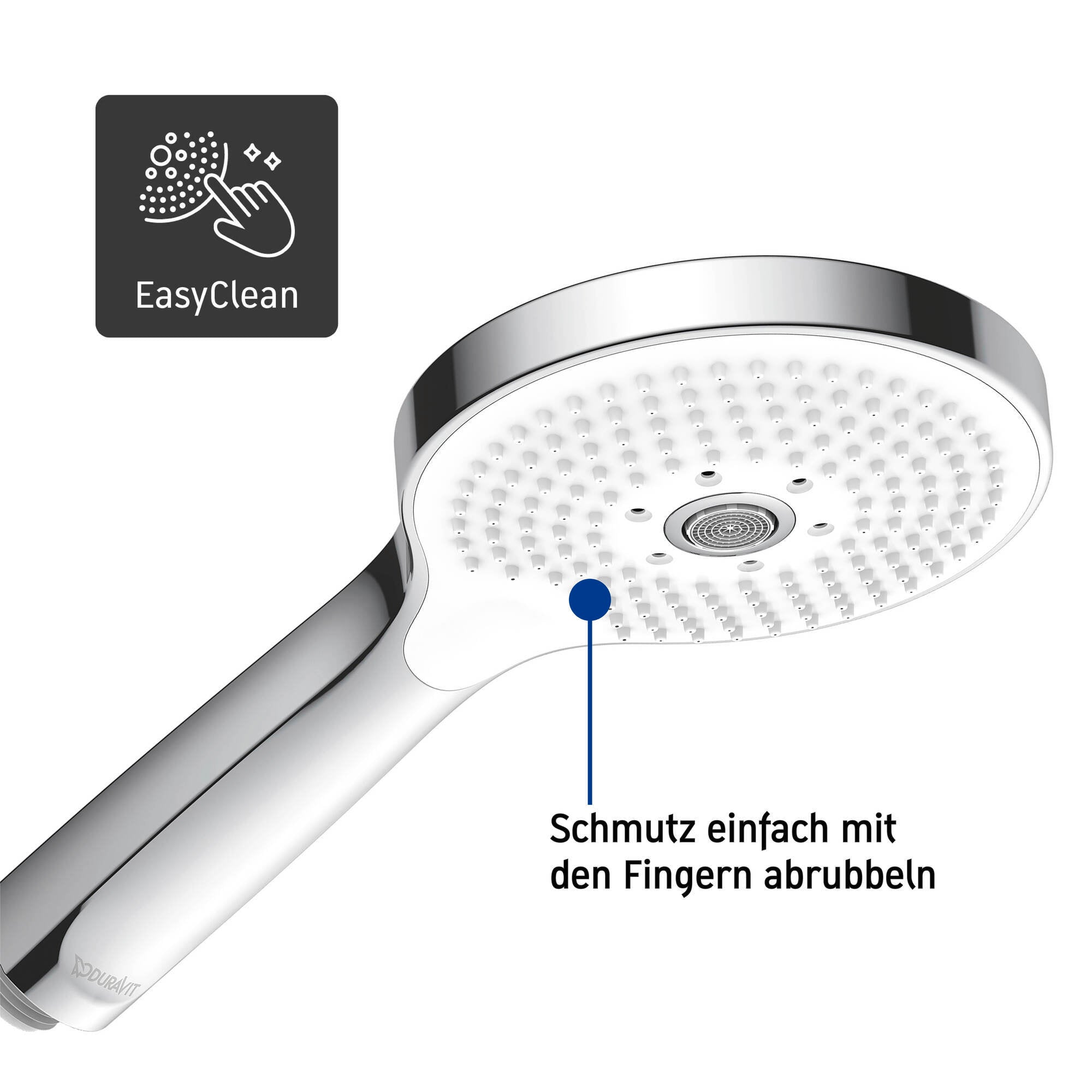 Duravit douchesysteem met thermostaat, glazen legger, 3 straalsoorten en MinusFlow functie - chroom/wit