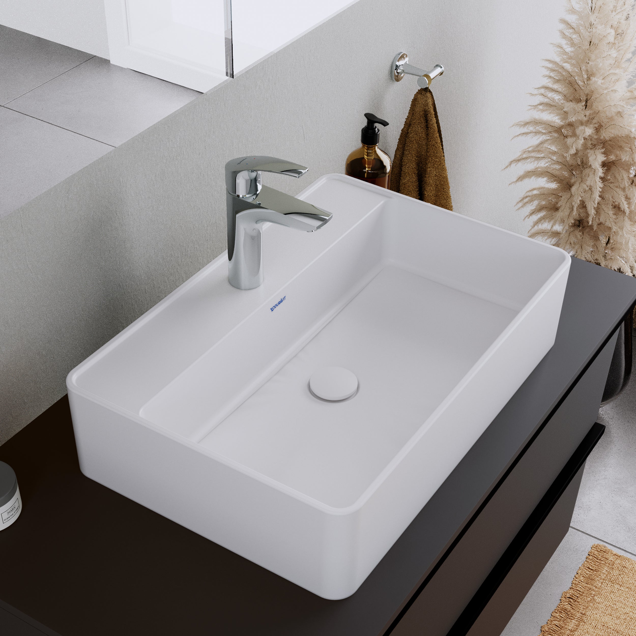 Duravit DuraVelez wastafelmengkraan, met energiebesparende FreshStart functie, 18,7 cm (maat M), chroom