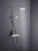 Duravit douchesysteem met thermostaat, glazen legger, 3 straalsoorten en MinusFlow functie - chroom/wit