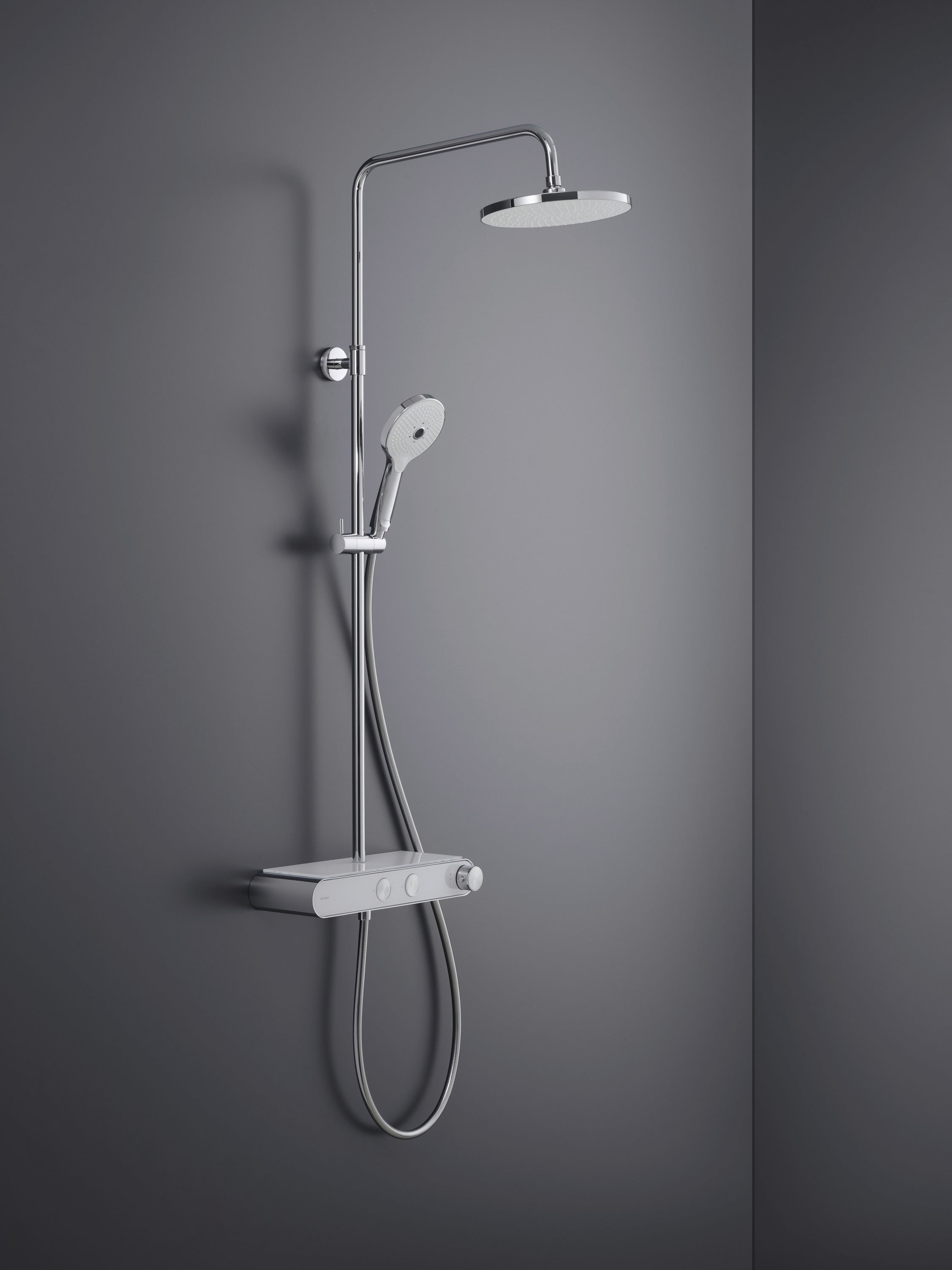 Duravit douchesysteem met thermostaat en glazen planchet