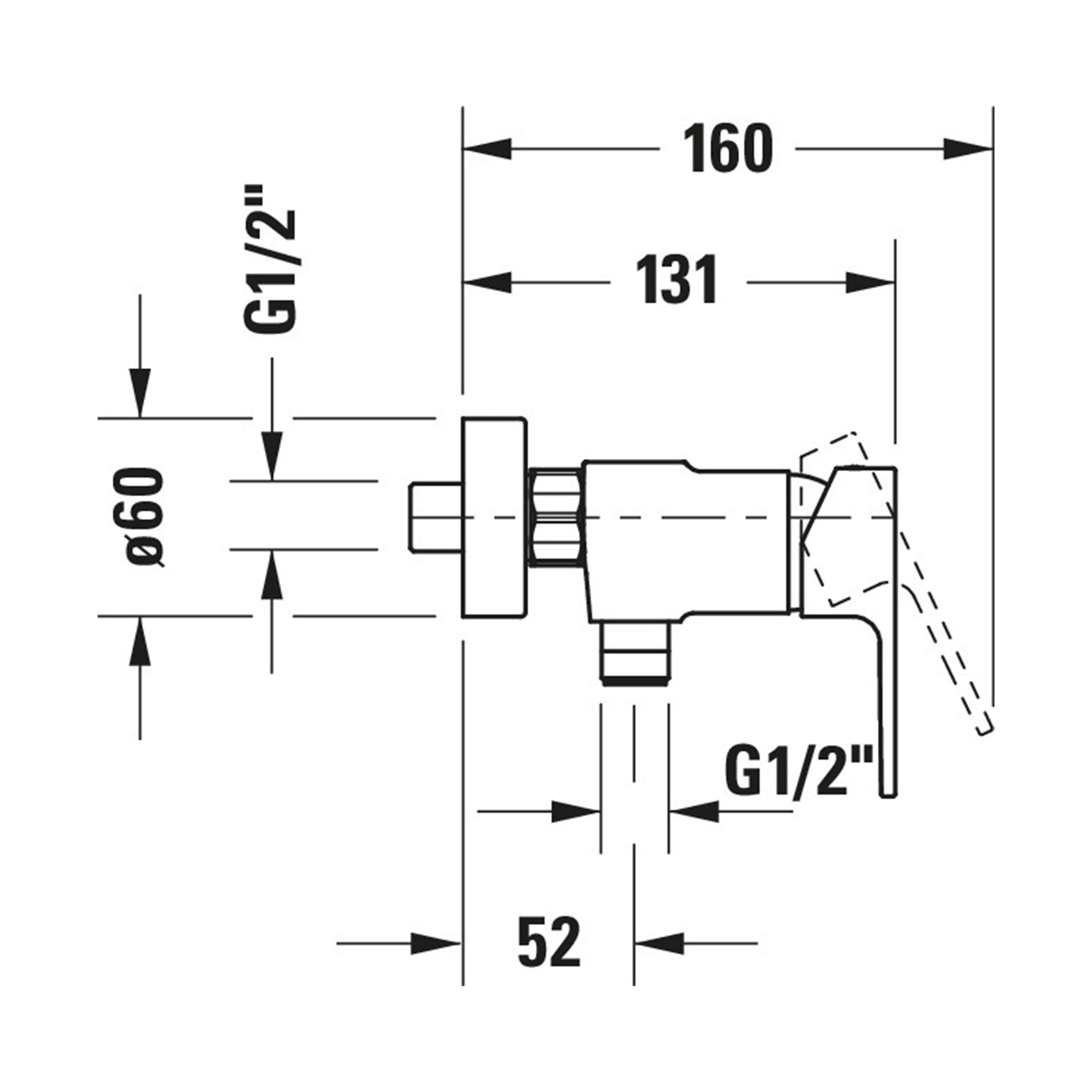 Duravit B.3 Douchemengkraan, opbouw, 1 verbruiker, Chroom