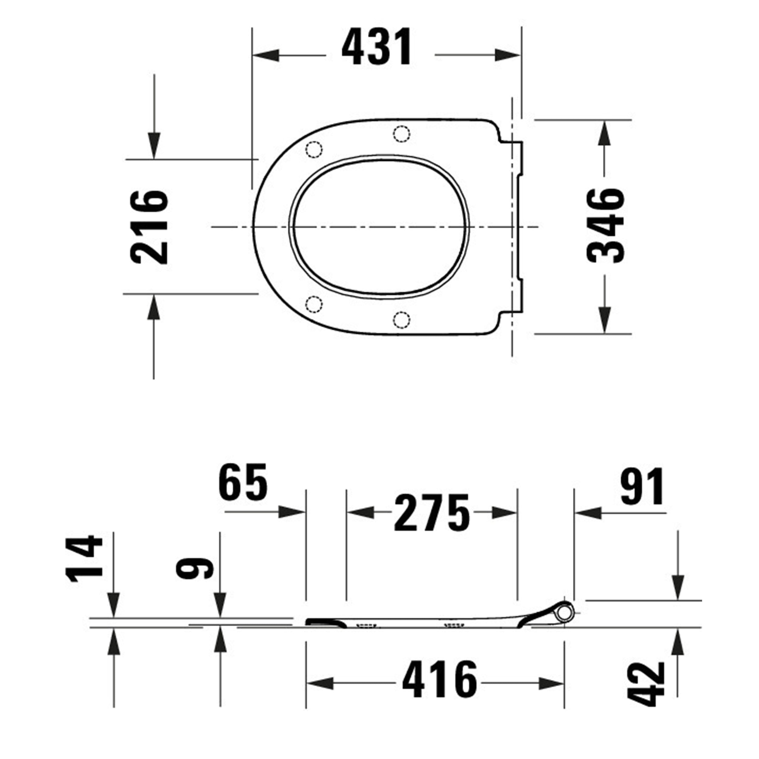 Duravit Univavo universele WC-bril met softclose, ovaal 