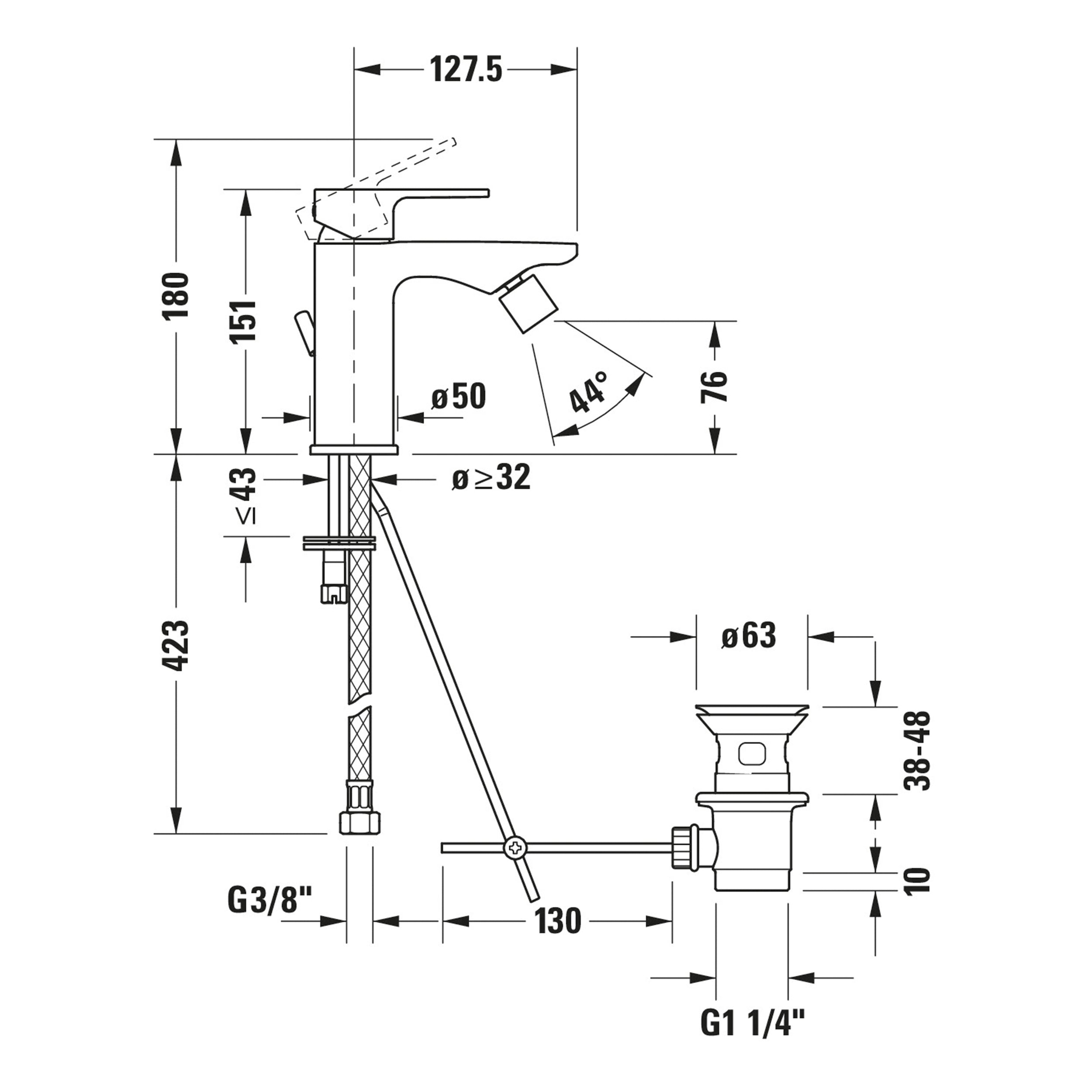 Duravit B.3 bidetmengkraan, chroom