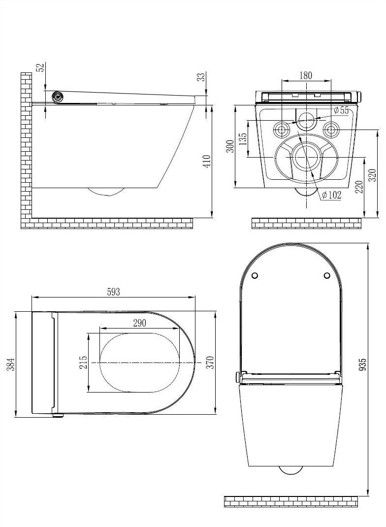 PREMIUM 1102 douchewc zwart mat