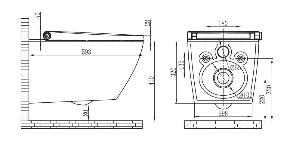 Compleet toiletset: Douche-wc Basic 1104 met Geberit Duofix voorwandelement