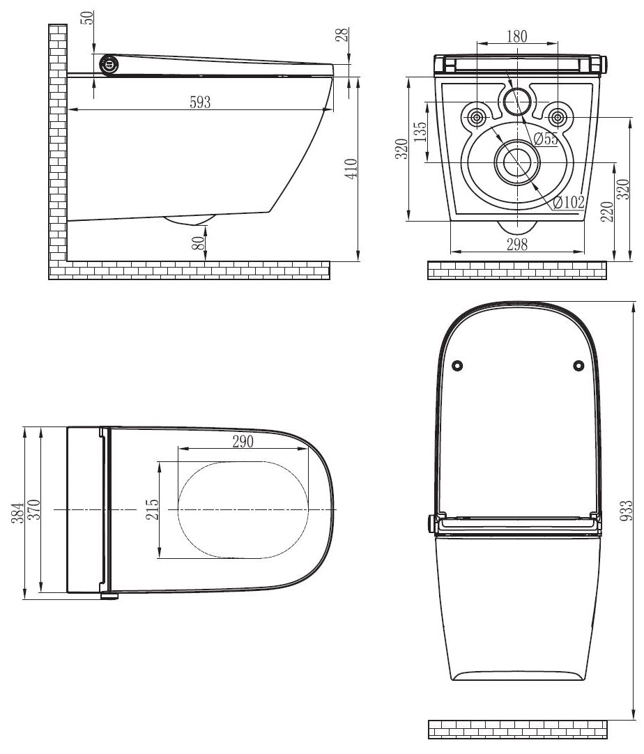 WC-set: Douche-wc PRO+1104 met Geberit Duofix voorwandelement