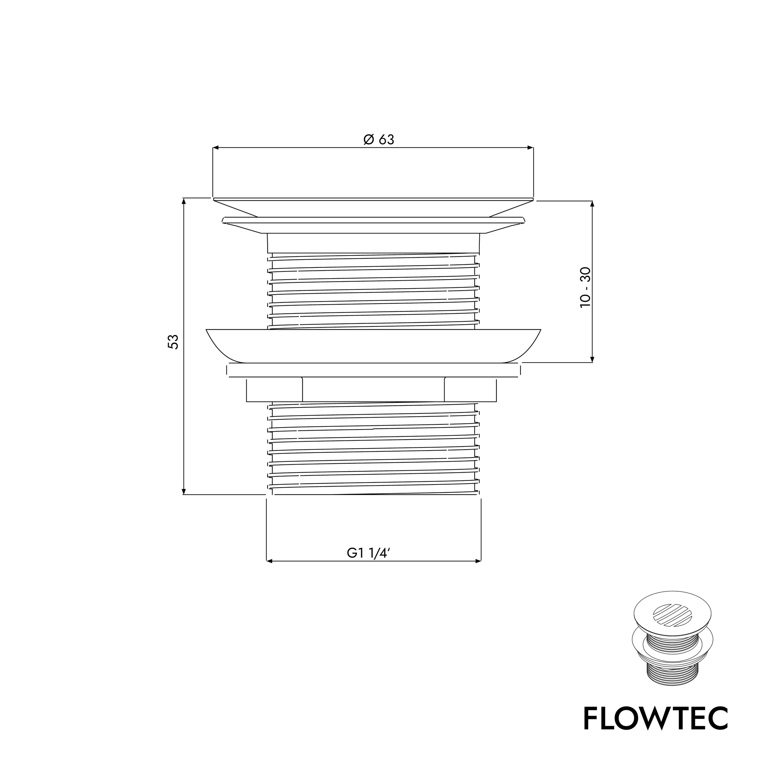 Afvoerventiel FLOWTEC met zeef