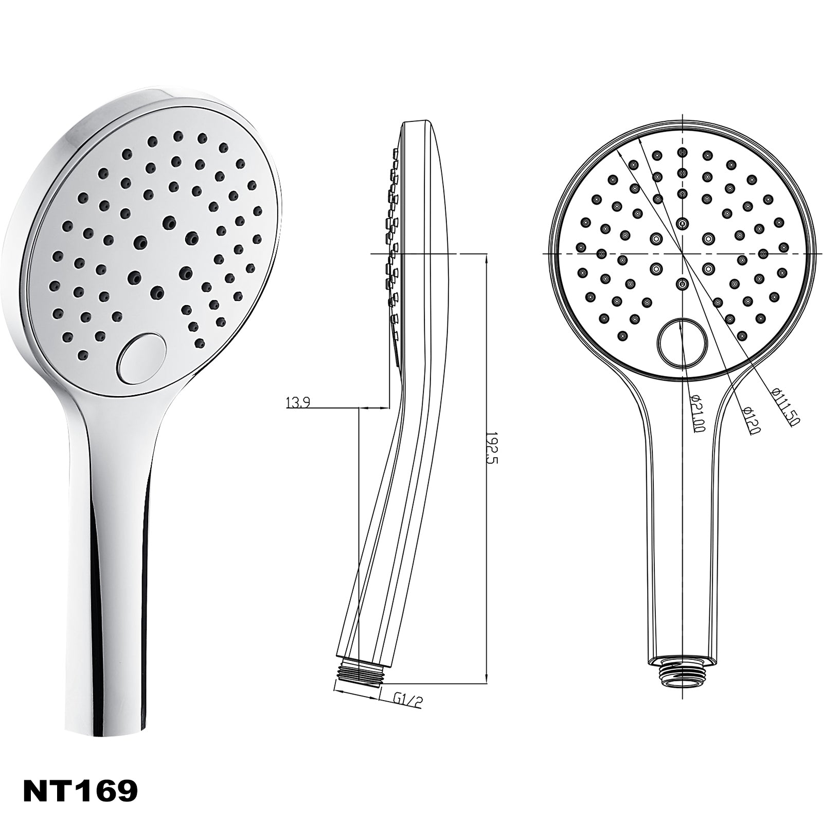 Douchestangset NT127B met geïntegreerde wandinvoerbocht