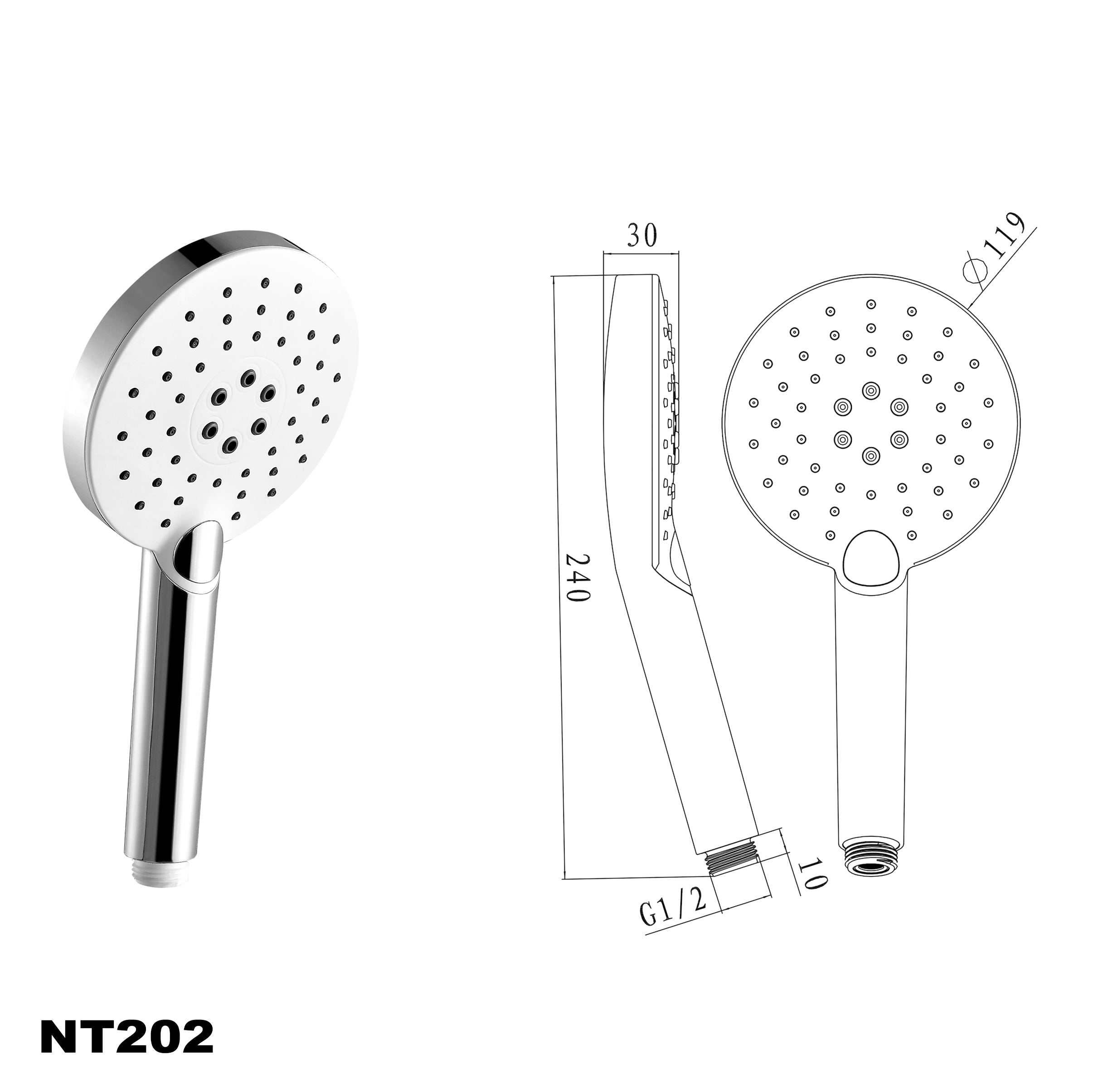 Douchestangset NT127B met geïntegreerde wandinvoerbocht