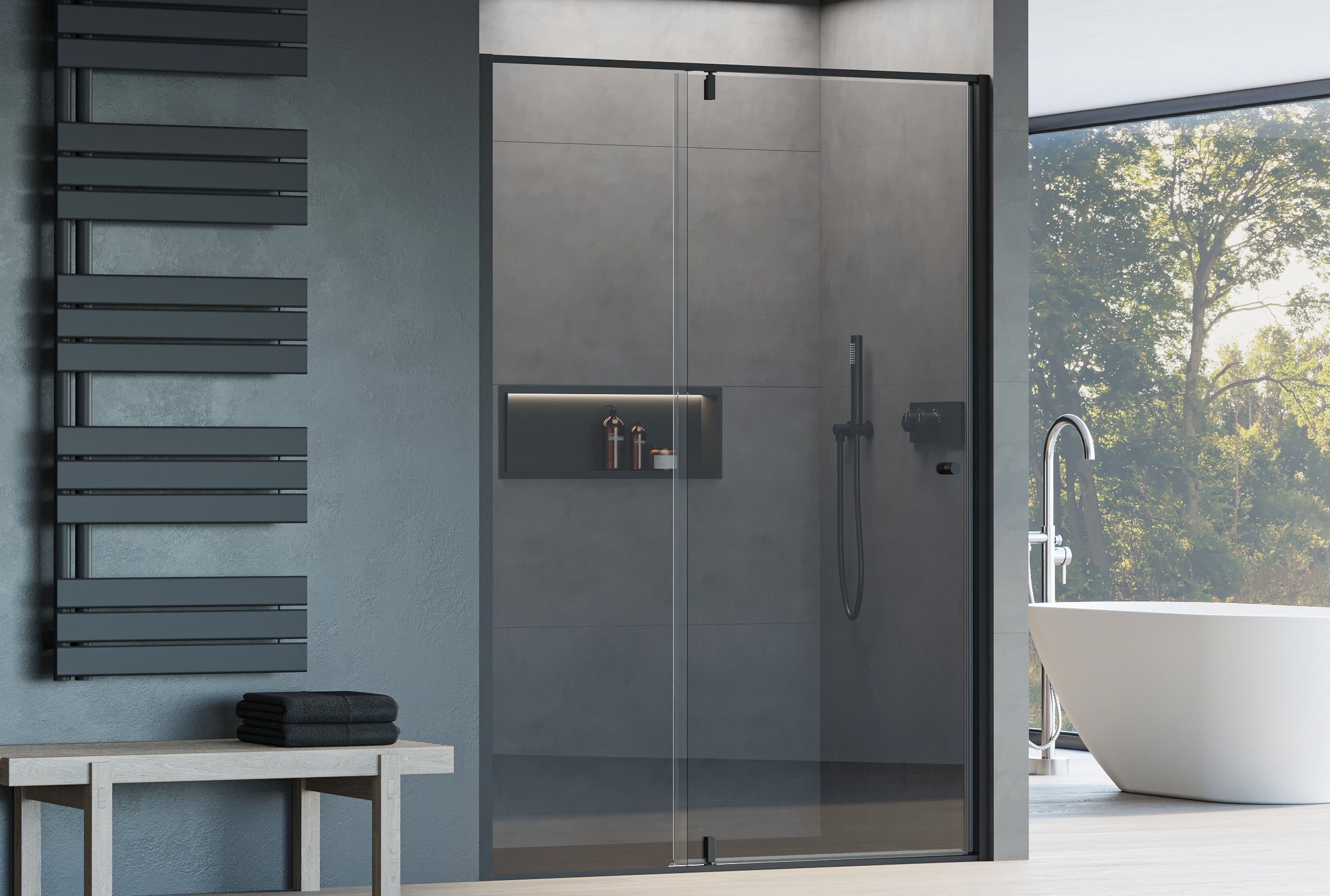 Inbouwdouche met Draaideur op vast paneel NT606 - FLEX