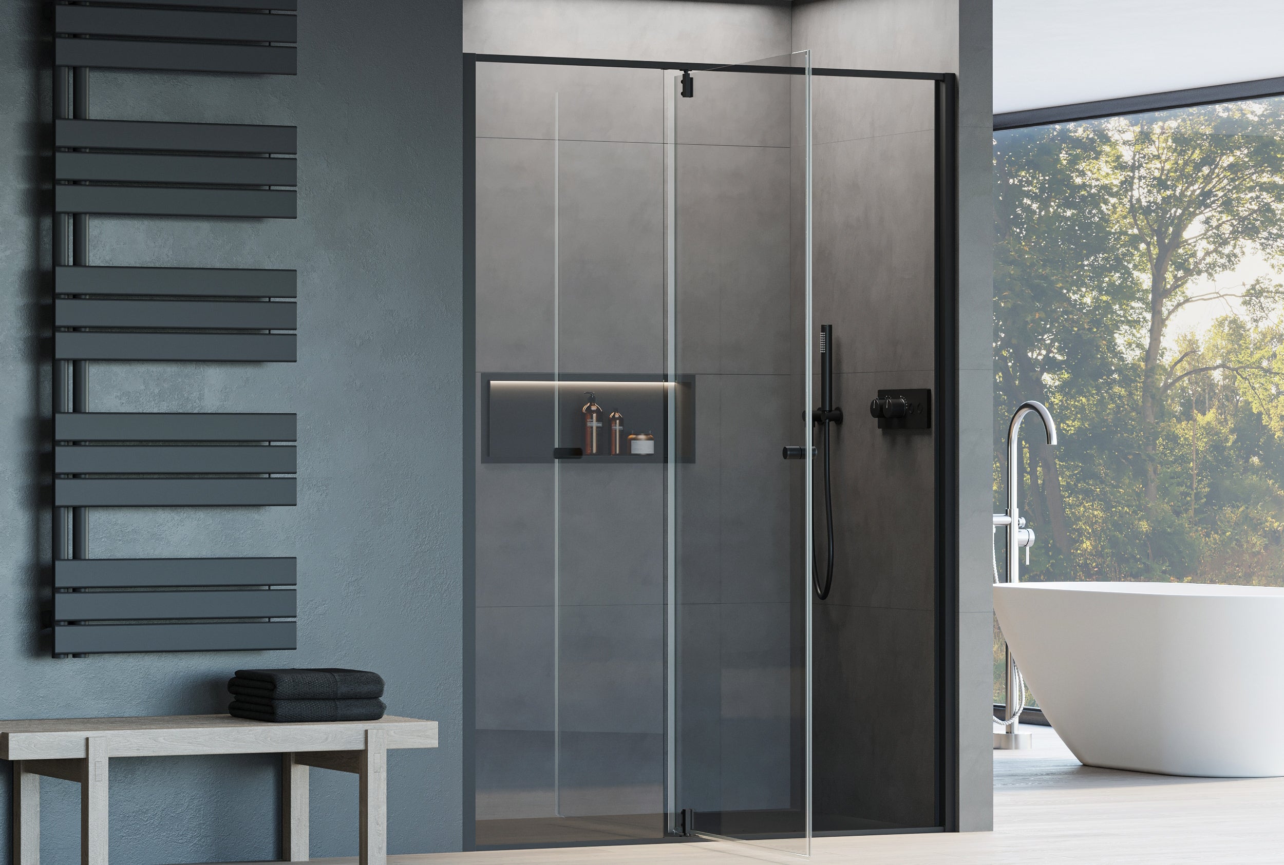 Inbouwdouche met Draaideur op vast paneel NT606 - FLEX