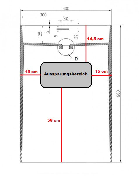 Wastafel totempaal PB2022 - 60 x 42 x 90 cm - wit - Solid Stone