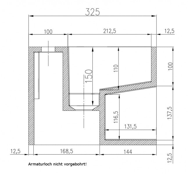 Wandwastafel PB2035 in mineraal gietwerk