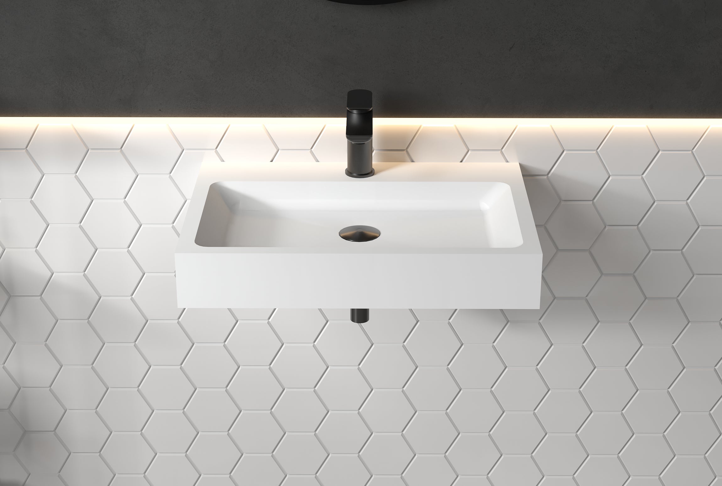 Wandwastafel PB2142 in mineraal gietwerk