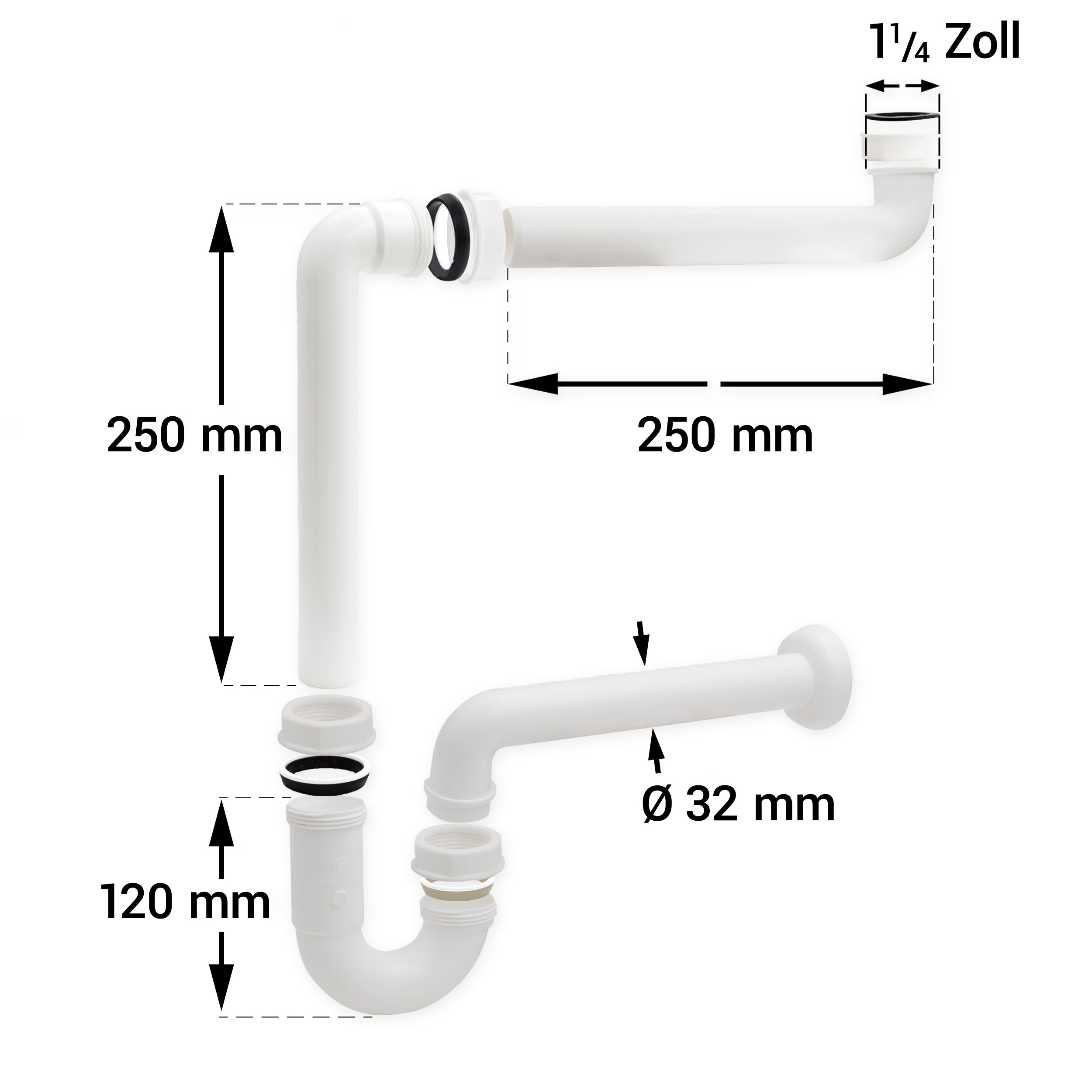 Ruimtebesparende sifon voor wastafel